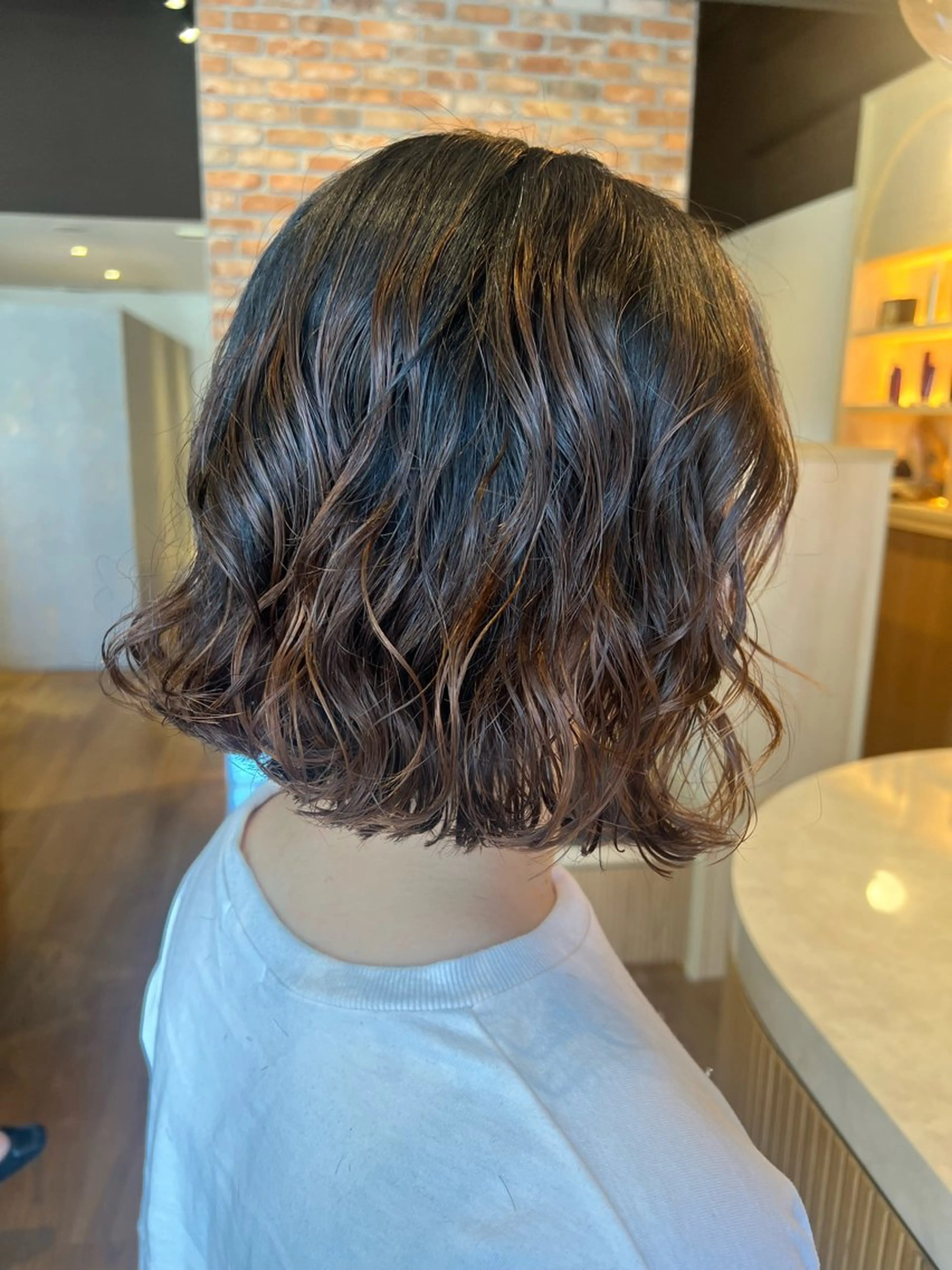 ミディアム ミディアムパーマ ボブ パーマ 山田 恭華 /縮毛矯正のヘアスタイル