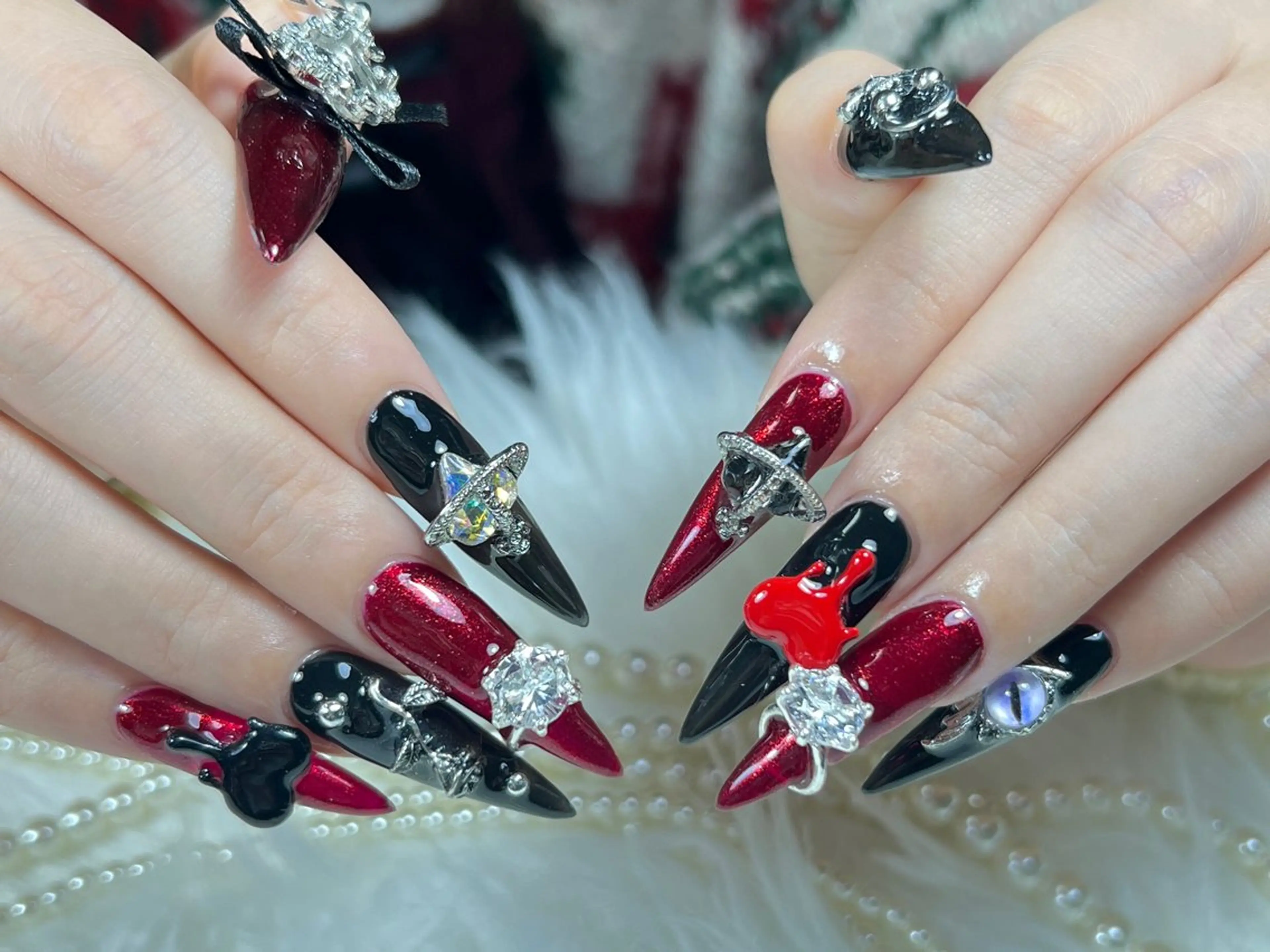 ネイル 長さ出し フレンチネイル ガラスフレンチ キラキラネイル リボン ハンドネイル Moa nailのネイルデザイン