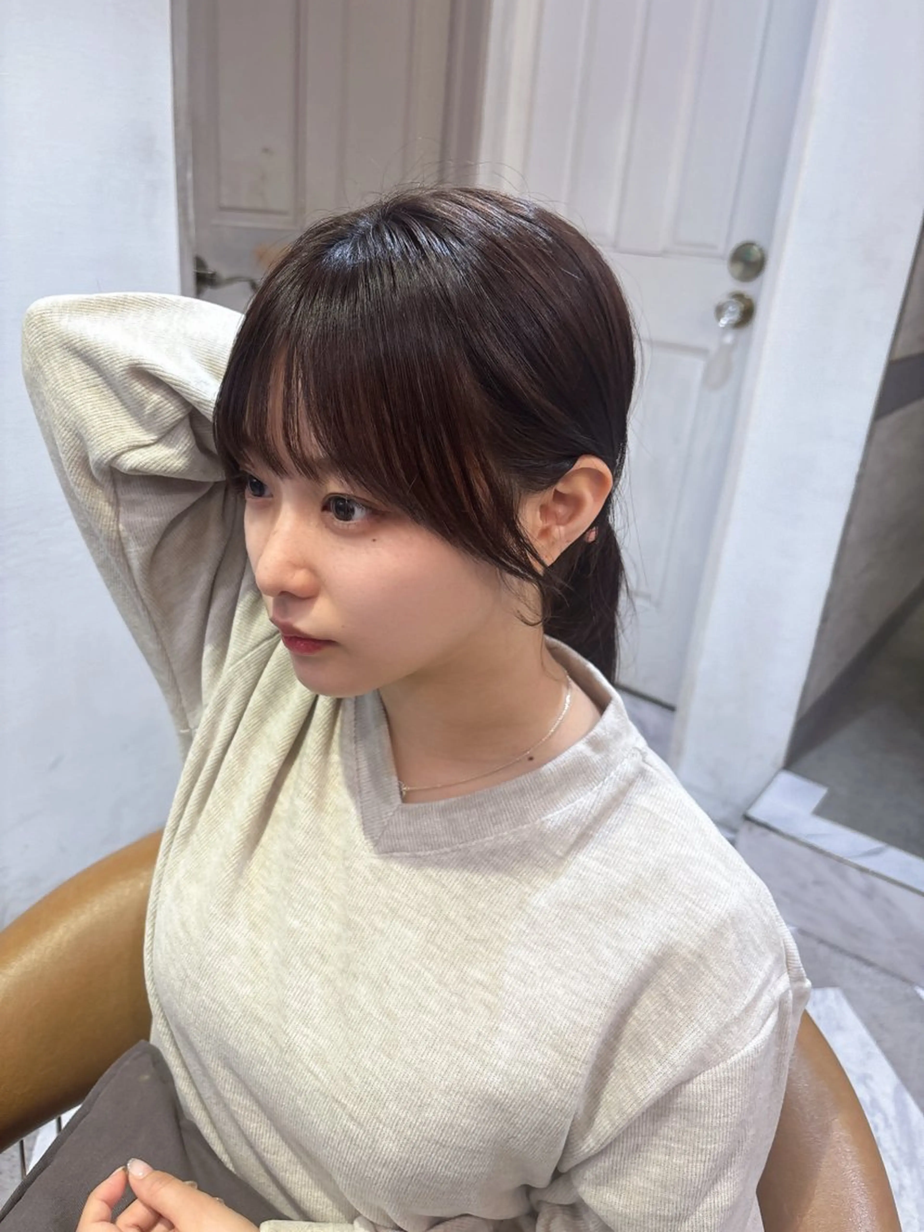 セミロング カット ヘアカラー トリートメント ♥韓国レイヤー/透明 感カラー/目黒慎太郎のヘアスタイル
