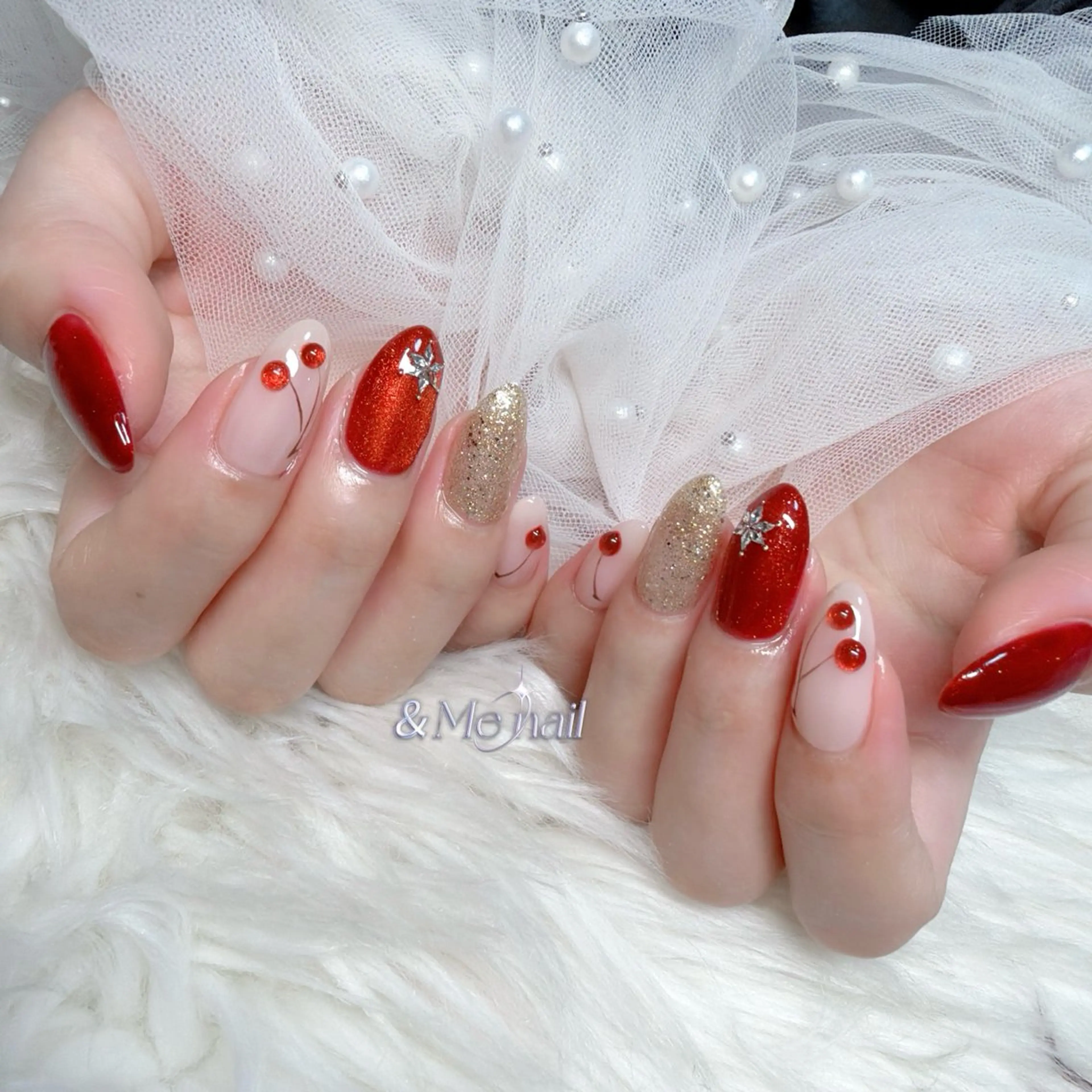ネイル 冬ネイル クリスマス ＆ME アンドミーのネイルデザイン