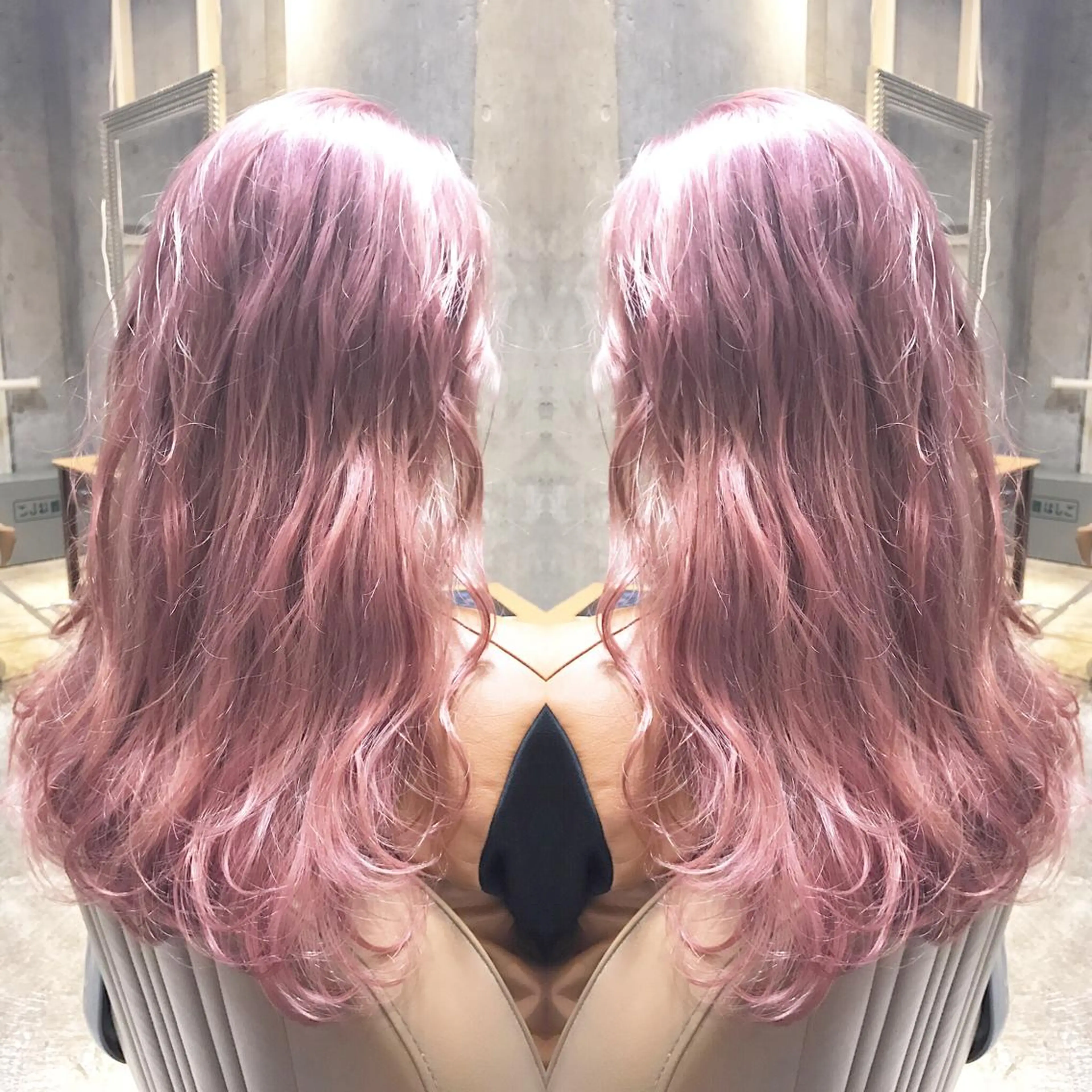 ロング カラー パーマ ヘアアレンジ メンズ キッズ ネイル マツエク・マツパ ピンクカラー カラーマツエク ピンク サロンドミルク 原宿のヘアスタイル