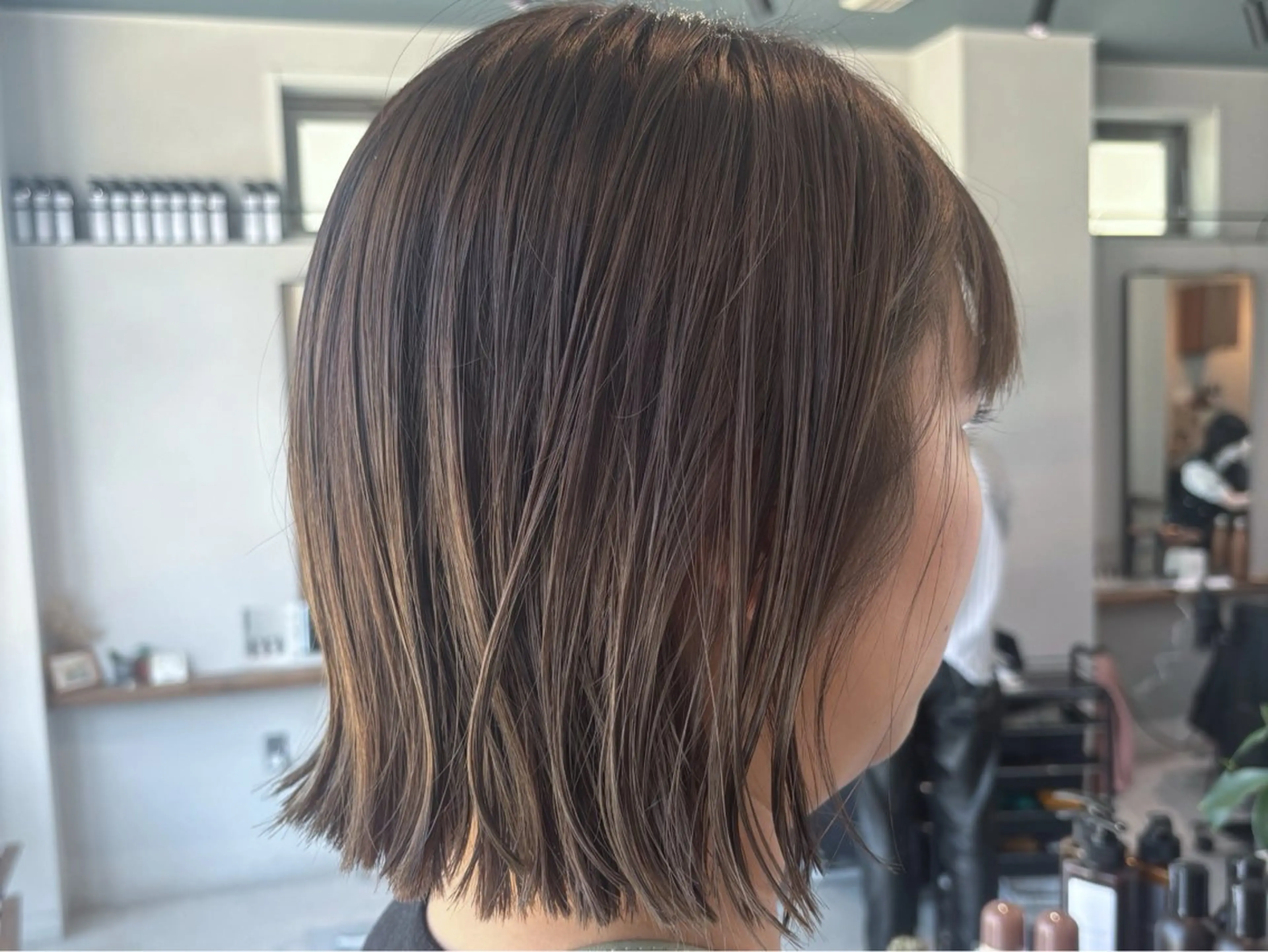 ミディアム 切りっぱなしボブ ボブ カット ヘアカラー 竹内 えりこのヘアスタイル