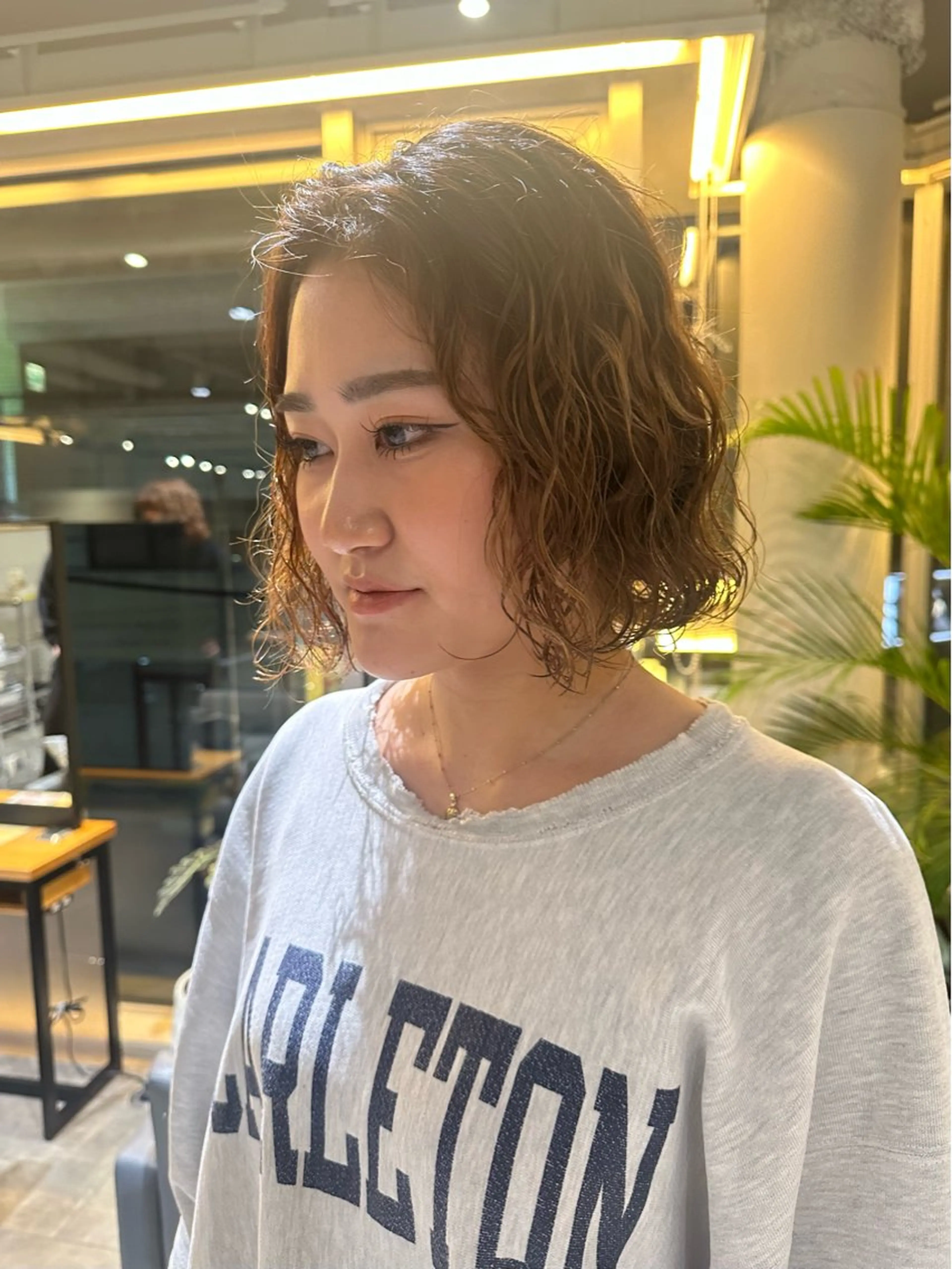 ミディアム ミディアムパーマ ボブ パーマ 渚音 nanoのヘアスタイル