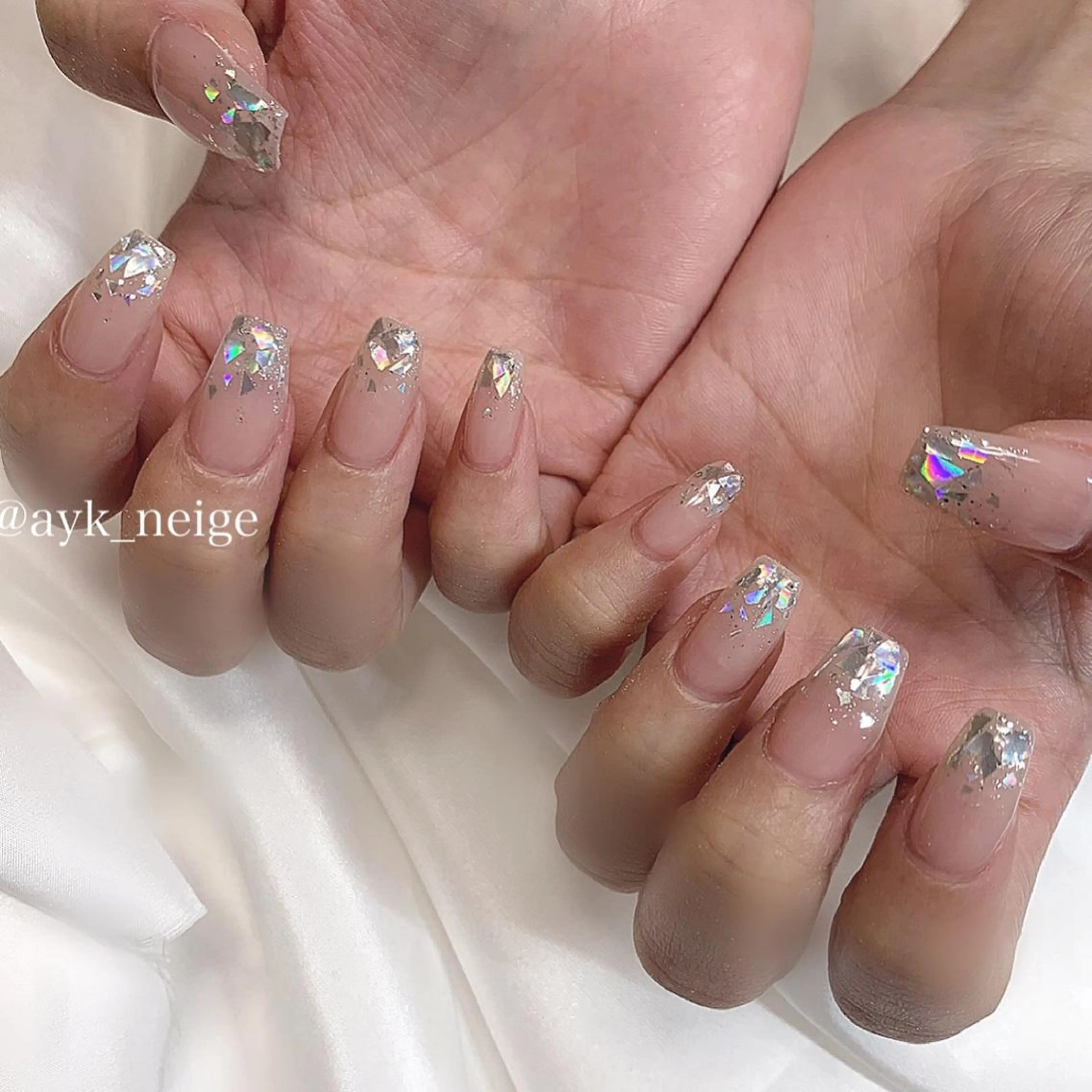 ネイル フットネイル 氷ネイル・うるうるネイル 韓国ネイル マグネットネイル 冬ネイル n'eige nail所属・大谷 綾香のネイルデザイン