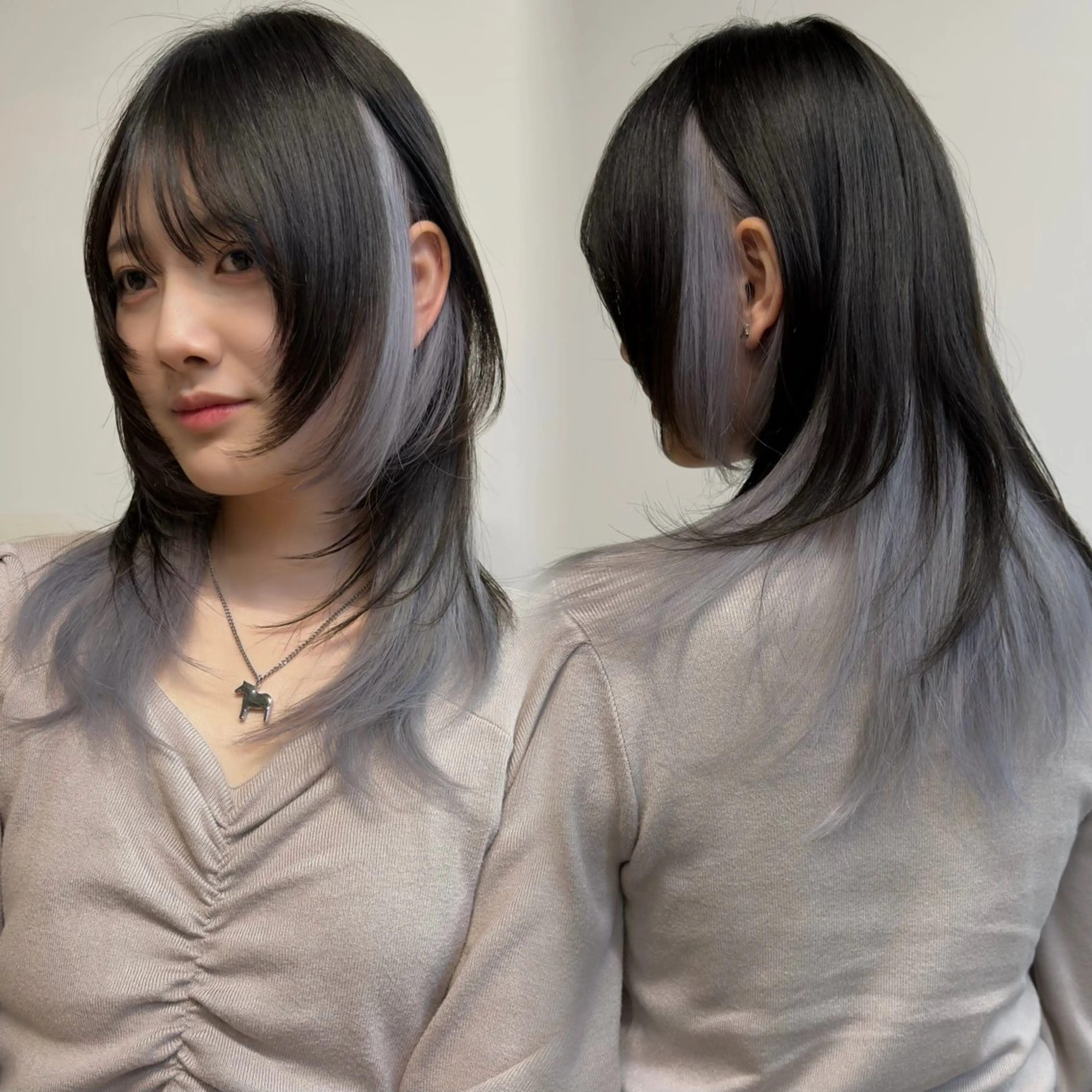 セミロング レイヤーカット ウルフカット ウルフ/レイヤー/ ブリーチカラーのヘアスタイル
