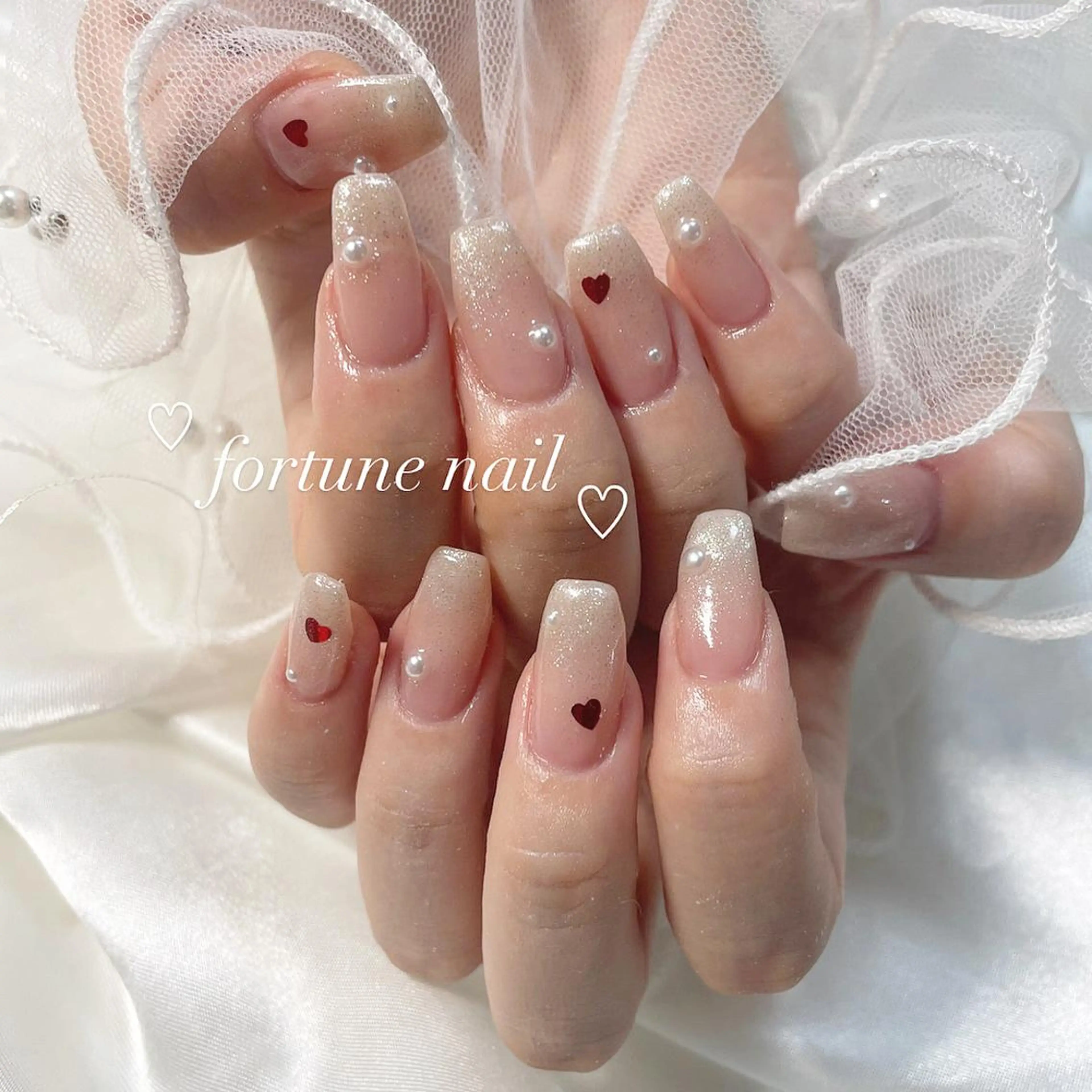 ネイル グラデーション ハート 韓国ネイル オフィスネイル ピンク ハンドネイル ☆saori ☆のネイルデザイン