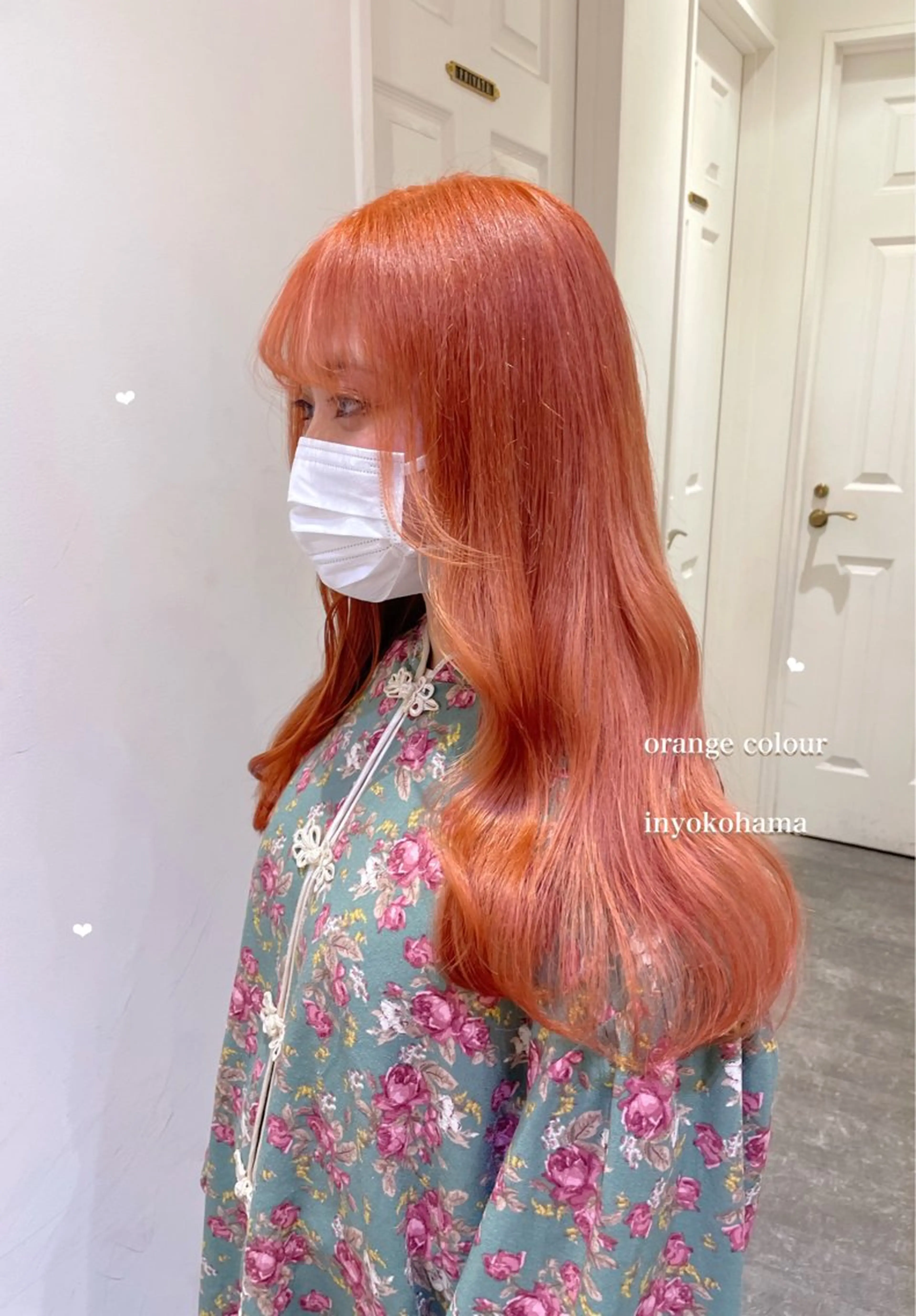 セミロング カラー ハイトーンカラー オレンジ ヘアカラー エクステ/ハイトーン 🐏☁️miminaのヘアスタイル