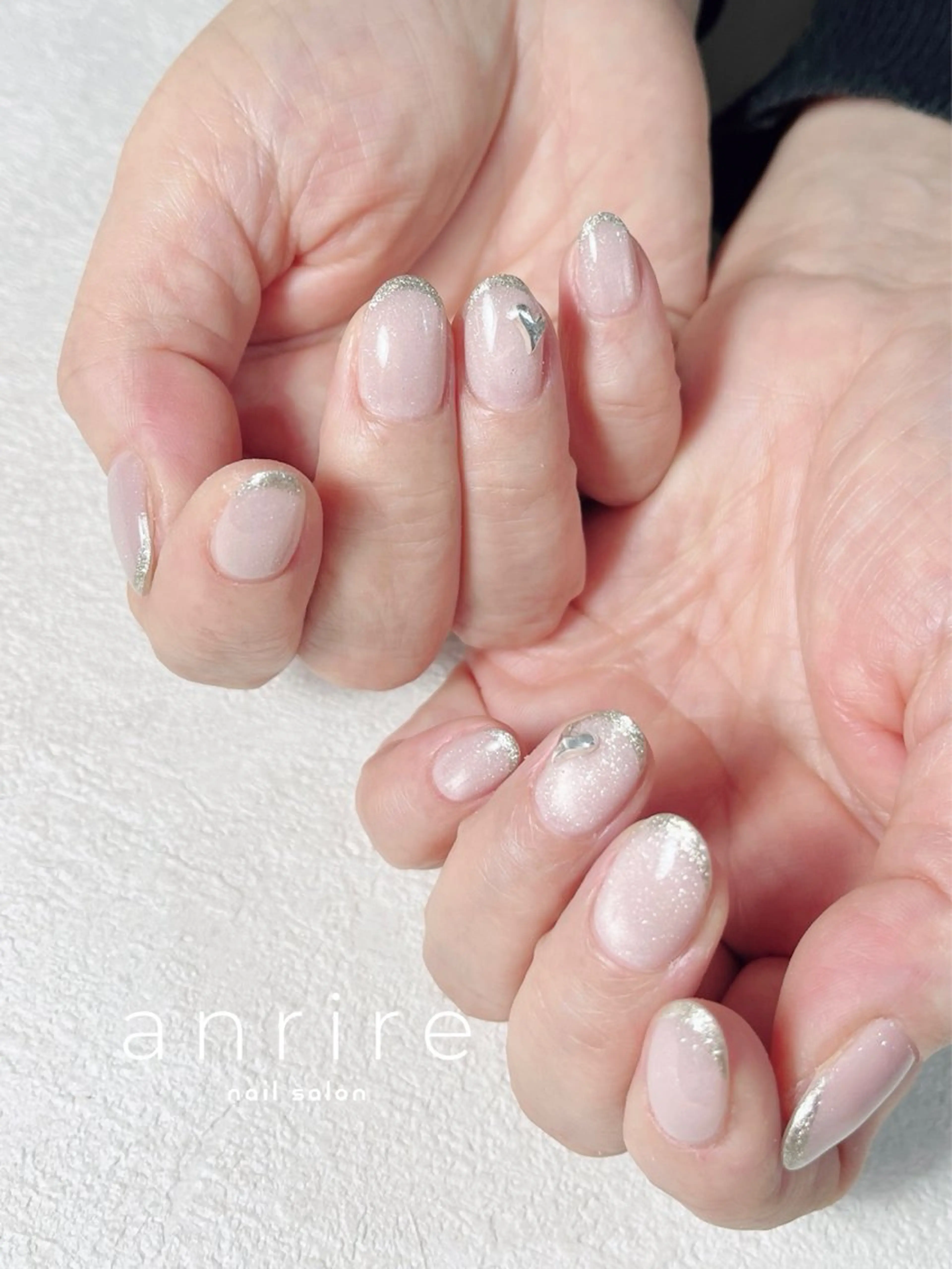 ネイル フラッシュネイル フラッシュマグ フレンチネイル ジェルネイル ハート ハンドネイル nailsalon anrireのネイルデザイン