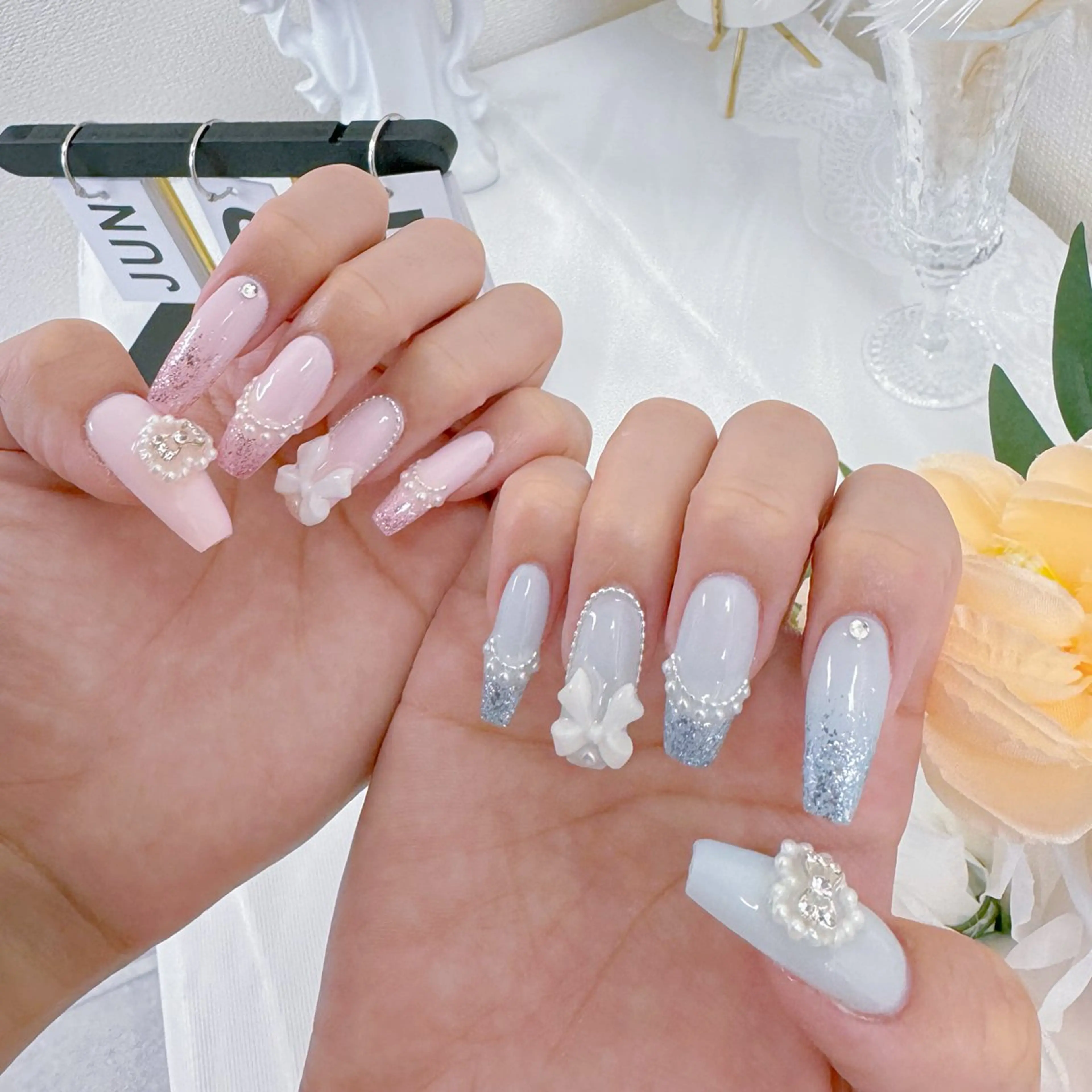 ネイル チークネイル クリアネイル ガーリー キラキラネイル 韓国ネイル ハンドネイル NailPrincess所属・princess スカルプ専門店のネイルデザイン