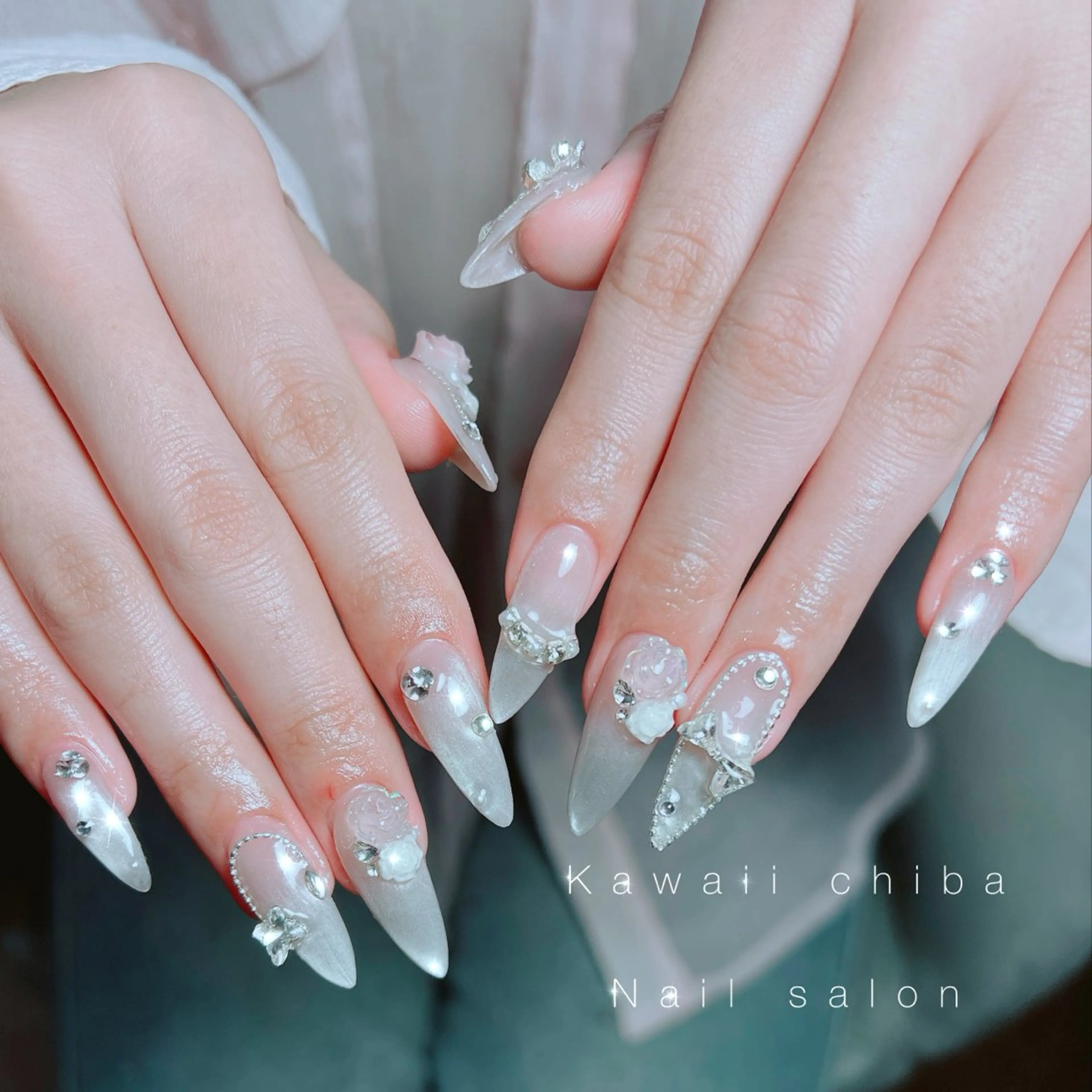 ネイル 長さ出し フレンチネイル ジェルネイル ガーリー 韓国ネイル ハンドネイル ハンドケア Kawaii Chiba nailのネイルデザイン