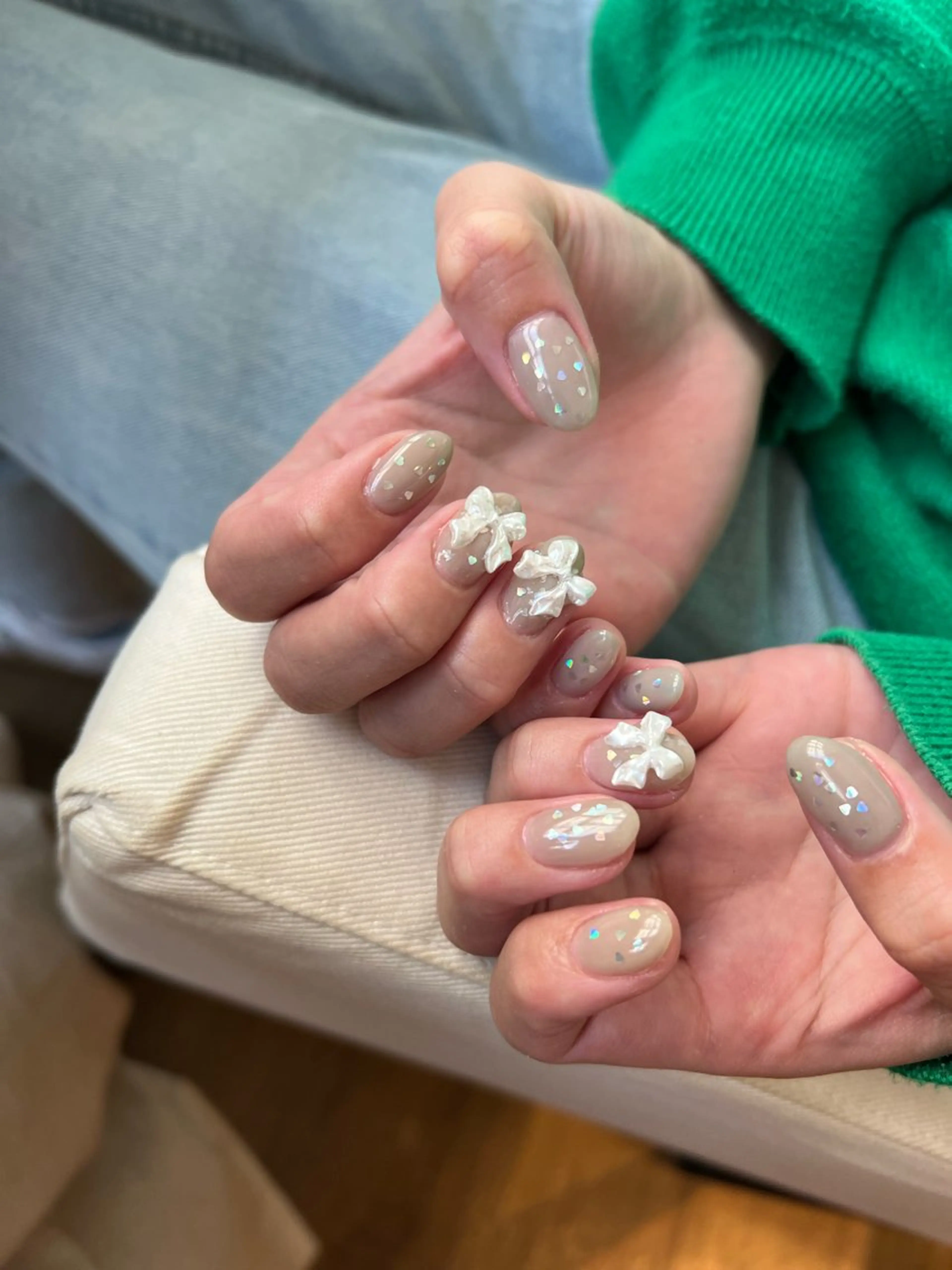 ネイル アートネイル ガーリー ハート リボン omamori kyokoのネイルデザイン