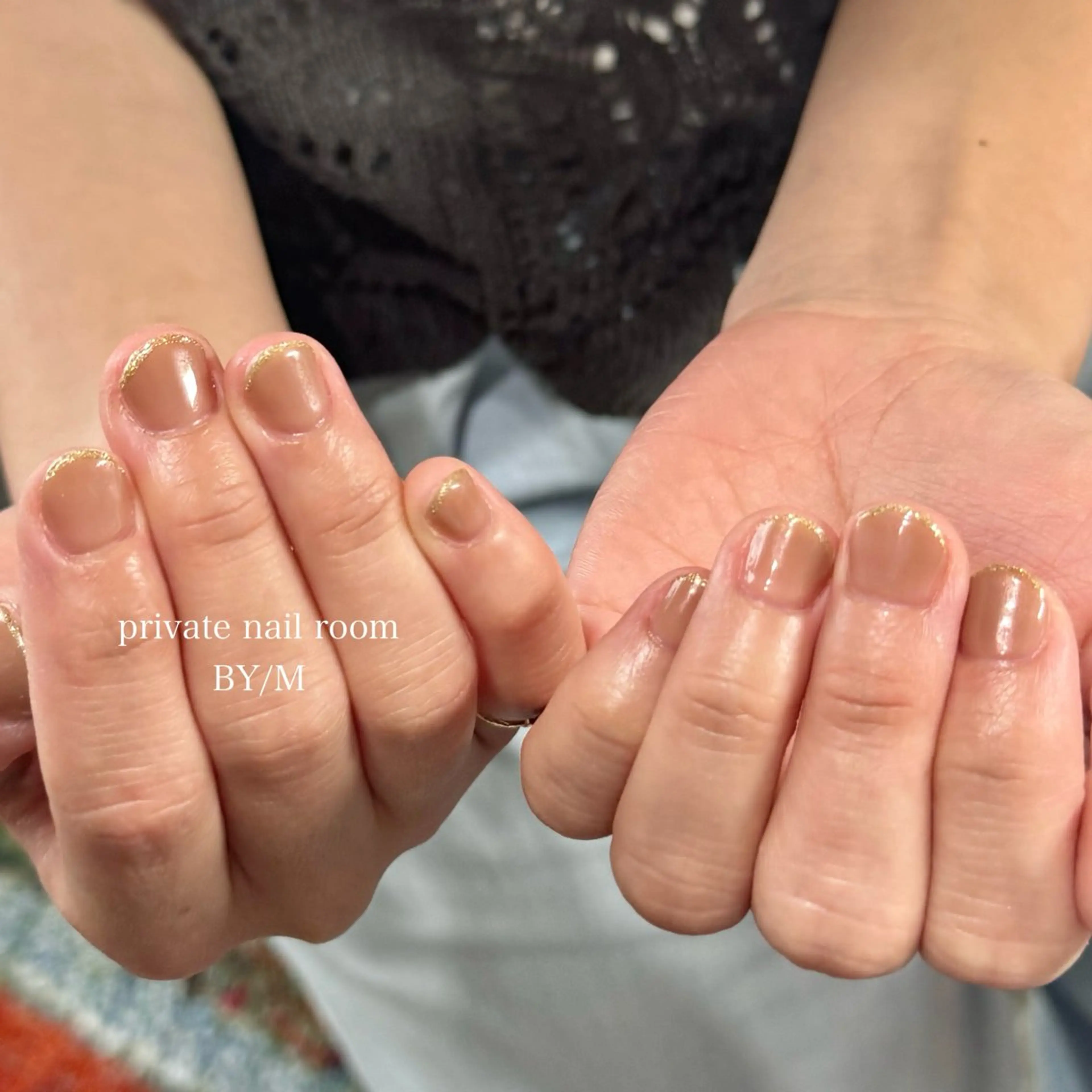 ネイル フレンチネイル ラメ(グリッター) オフィスネイル ワンカラーネイル ハンドネイル BY / Mのネイルデザイン