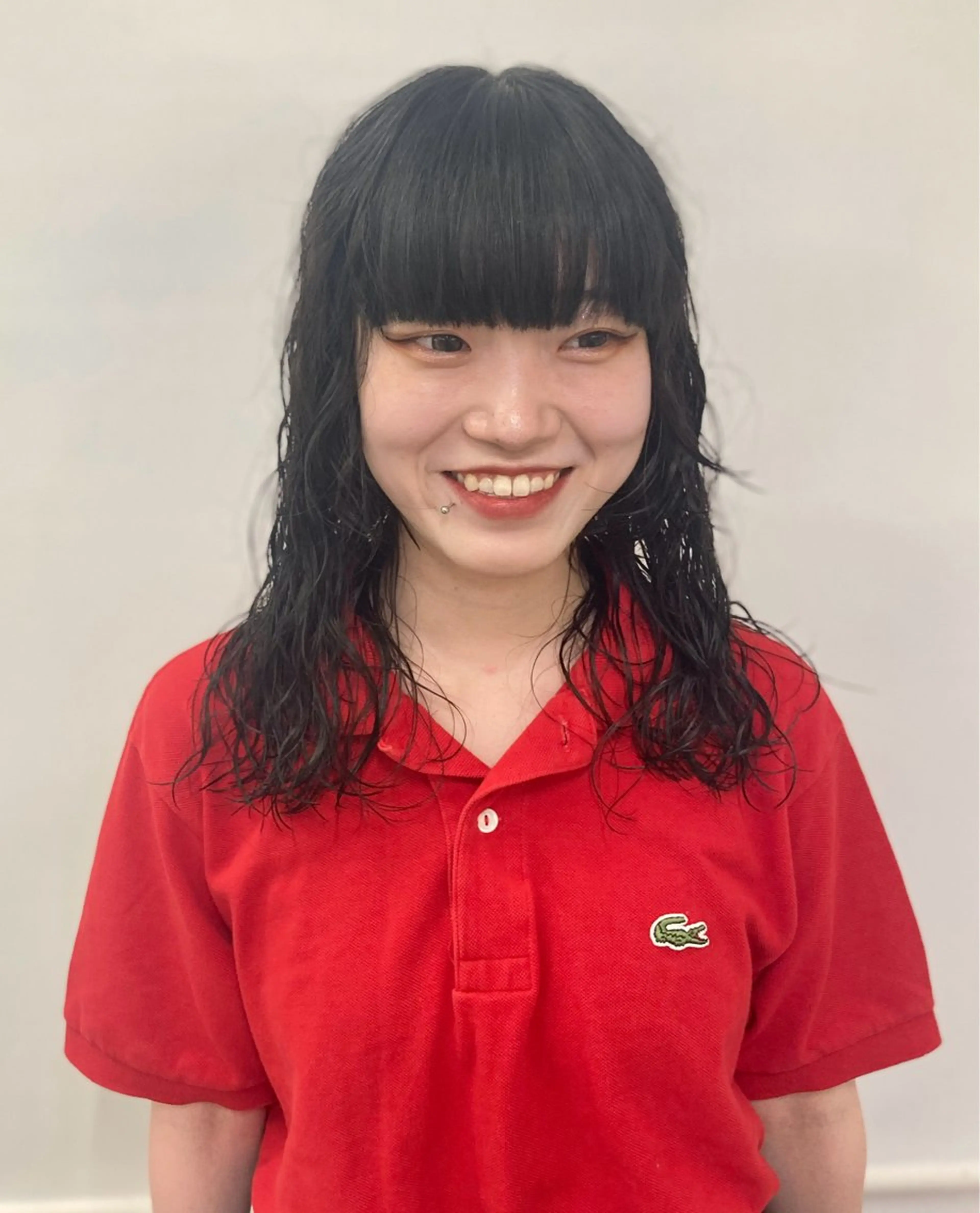 セミロング パーマ ウルフレイヤー エクステ/kokiのヘアスタイル