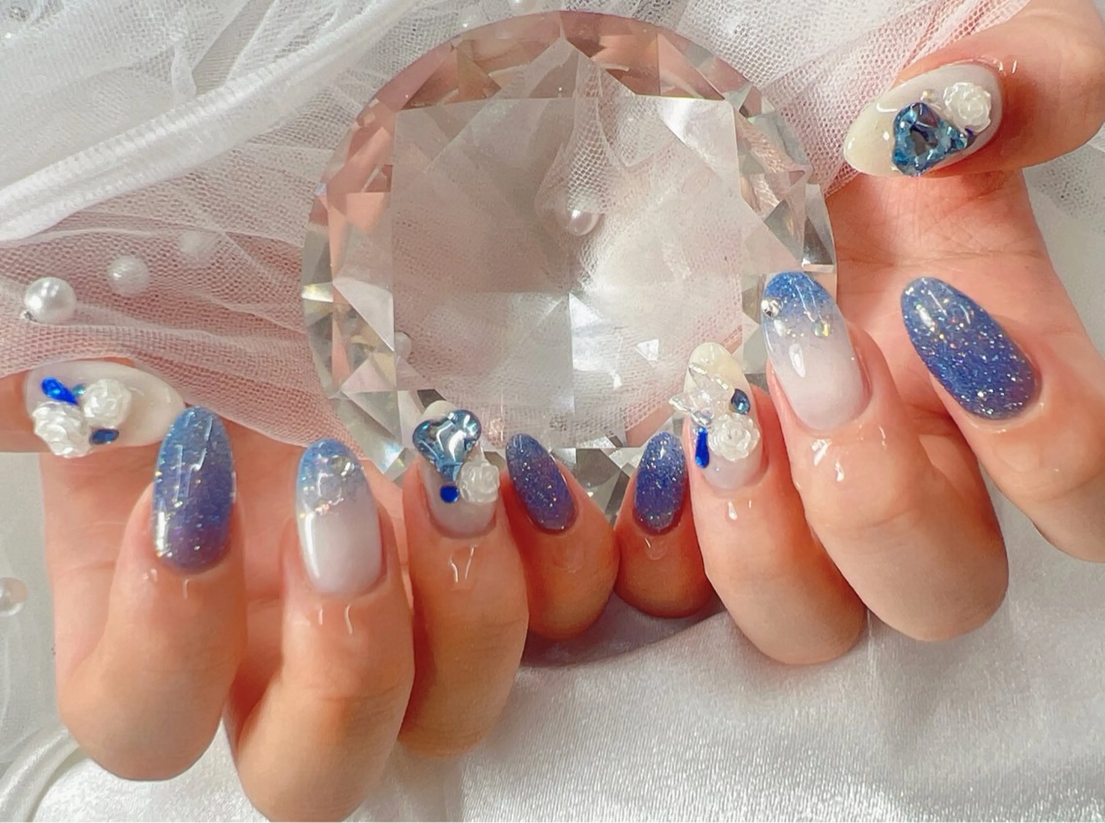 ネイル フラッシュネイル ハンドネイル bijou nails　蓮のネイルデザイン