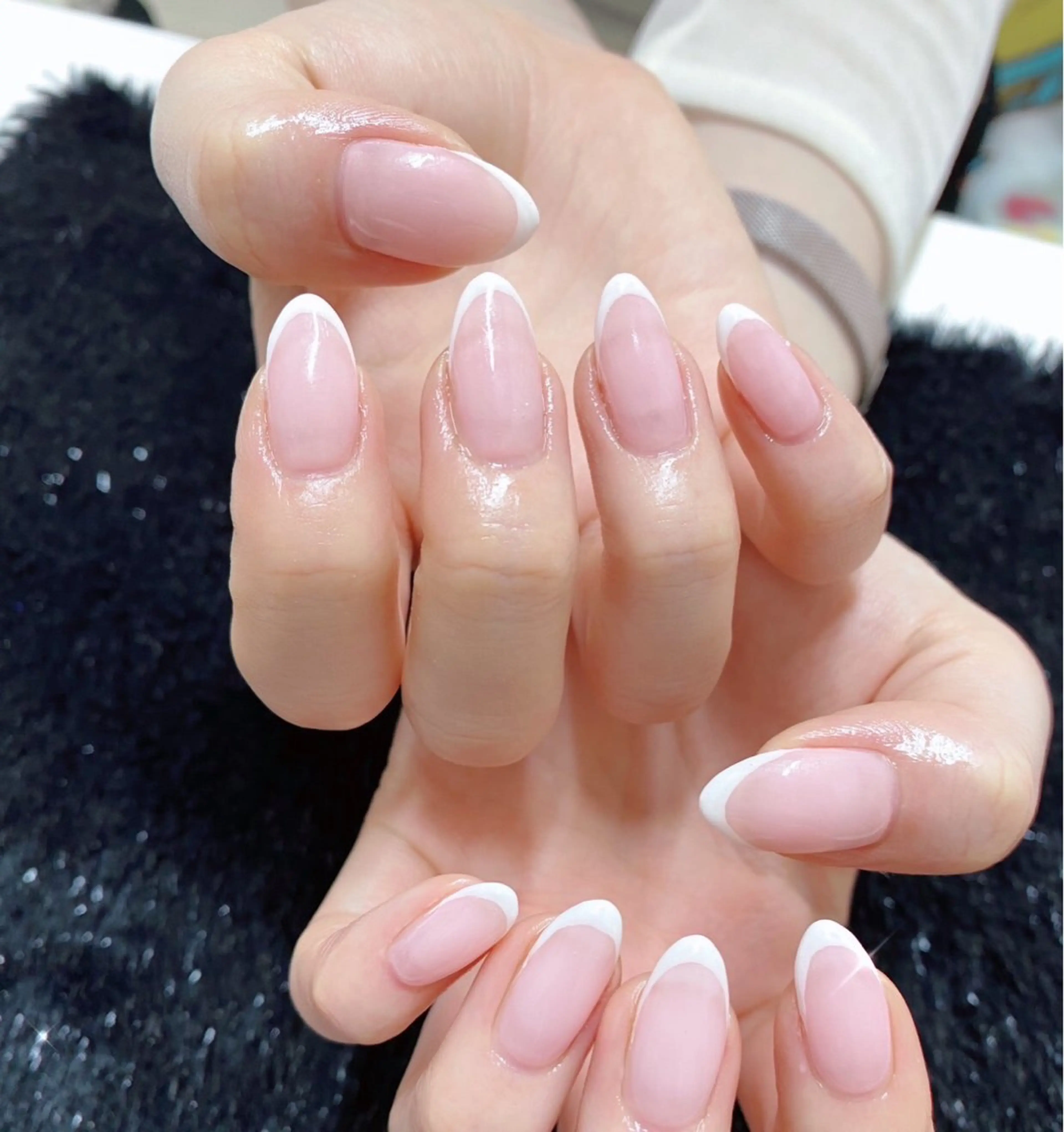 ネイル 成人式 フレンチネイル ジェルネイル ガラスフレンチ グラデーション ハンドネイル ハンドケア 大門浜松町 ネイルのネイルデザイン