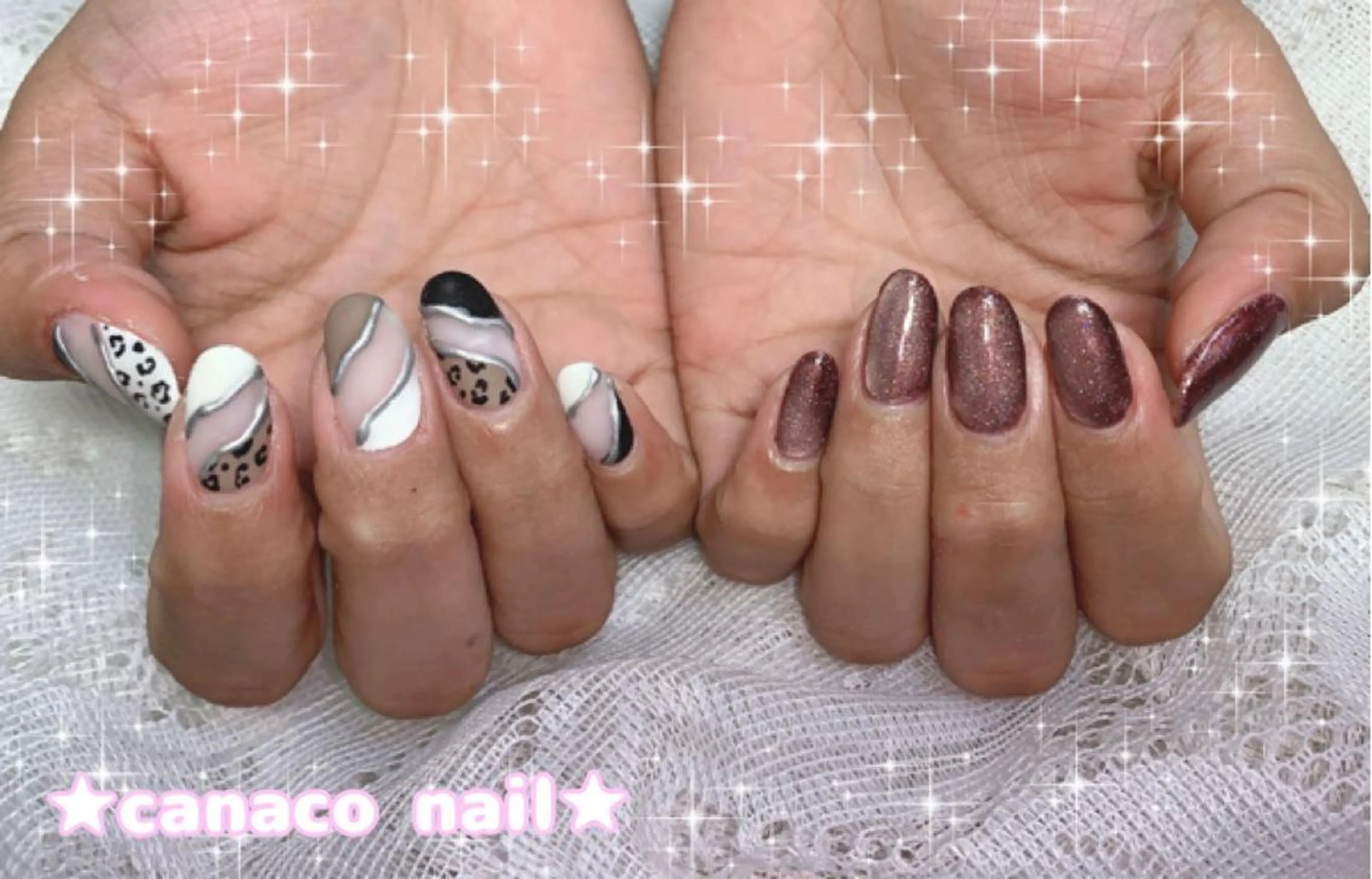 ネイル アニマル柄 アートネイル ジェルネイル マグネットネイル マットネイル ベテランネイル cnc nailのネイルデザイン