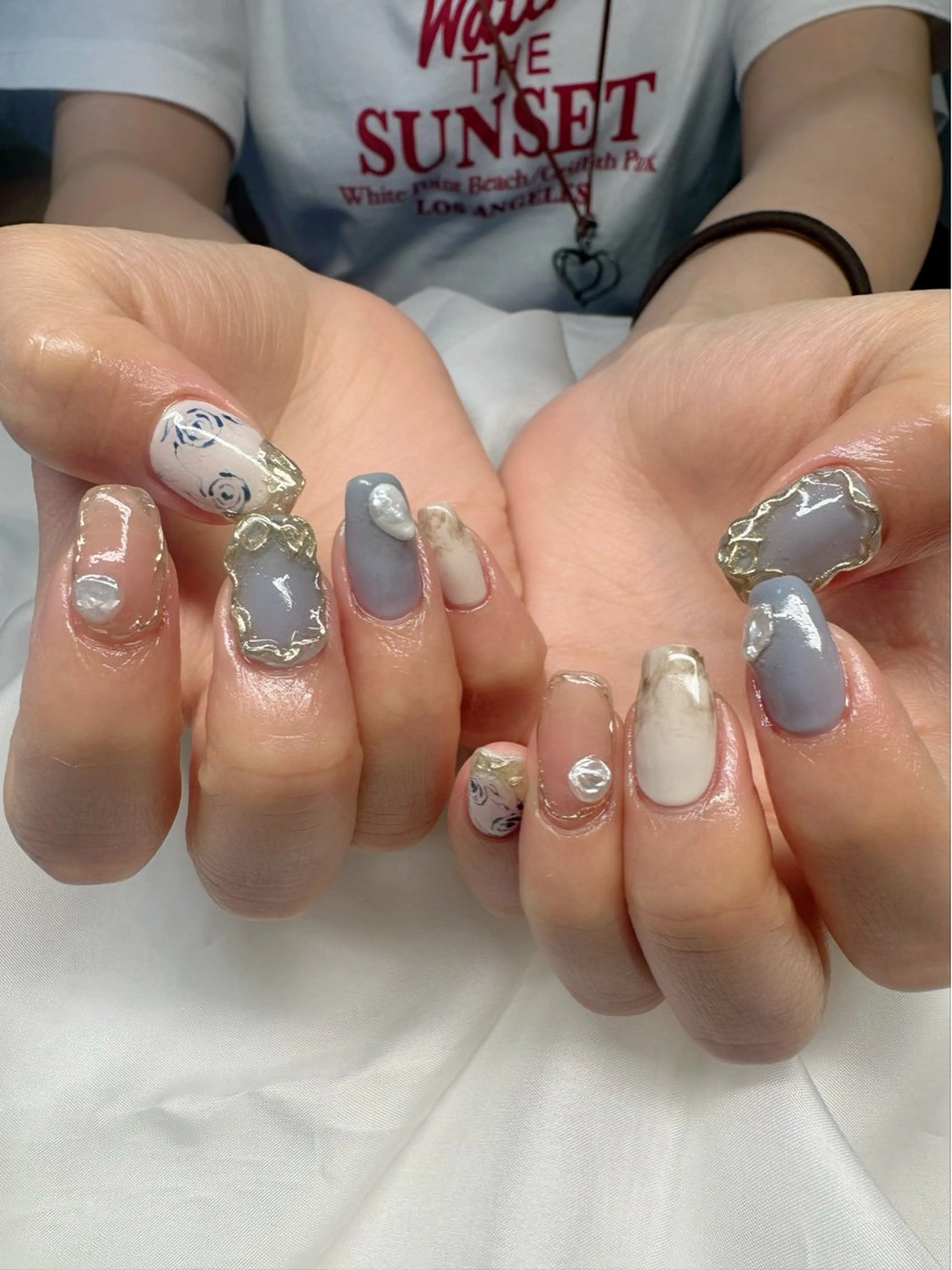 ネイル ブルー クリアネイル 氷ネイル・うるうるネイル 韓国ネイル ミラーネイル 🪞KAPE NAIL 🪞のネイルデザイン