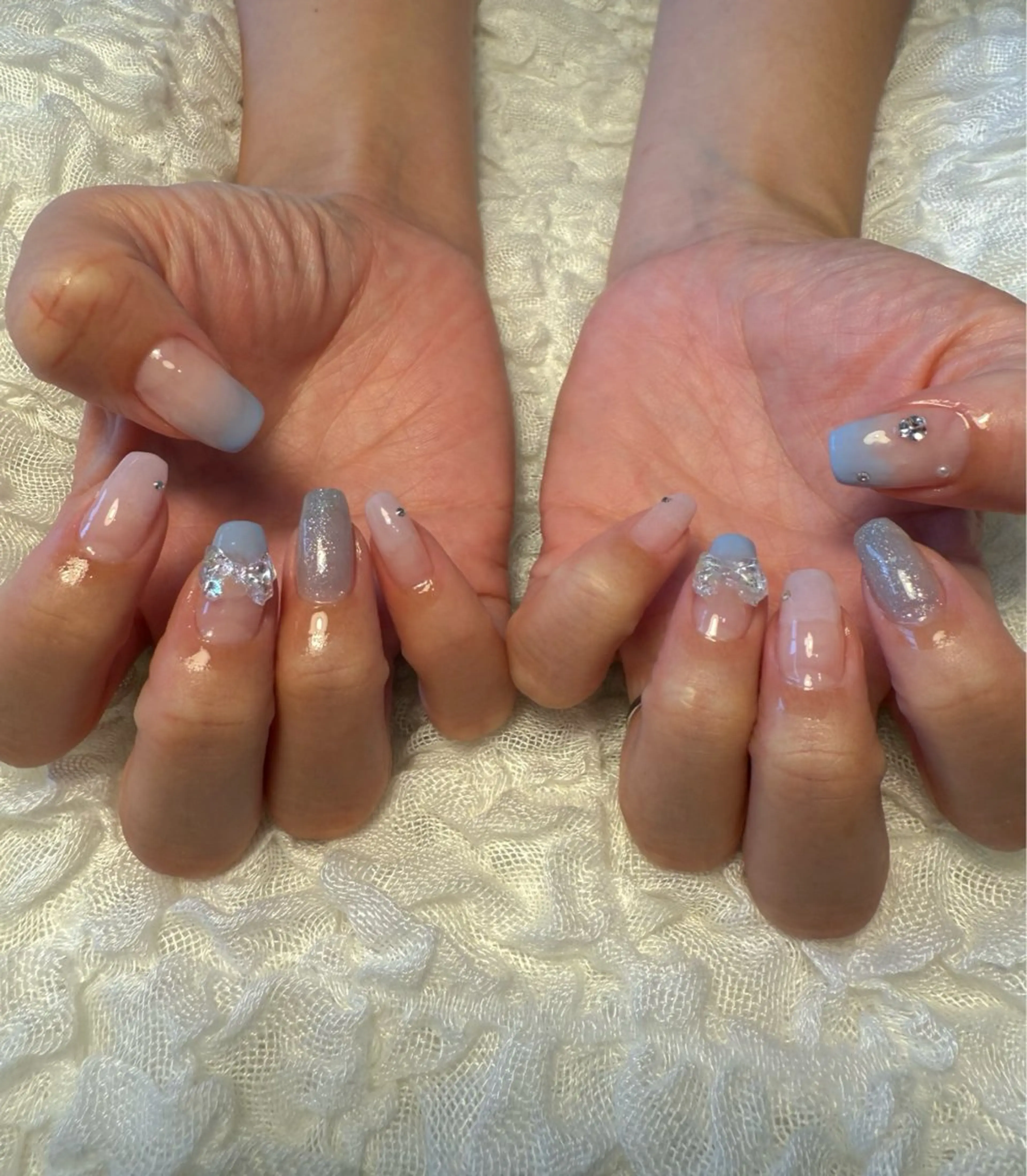 ネイル ブルー グラデーション パープル ハンドネイル nail salon Estelleのネイルデザイン