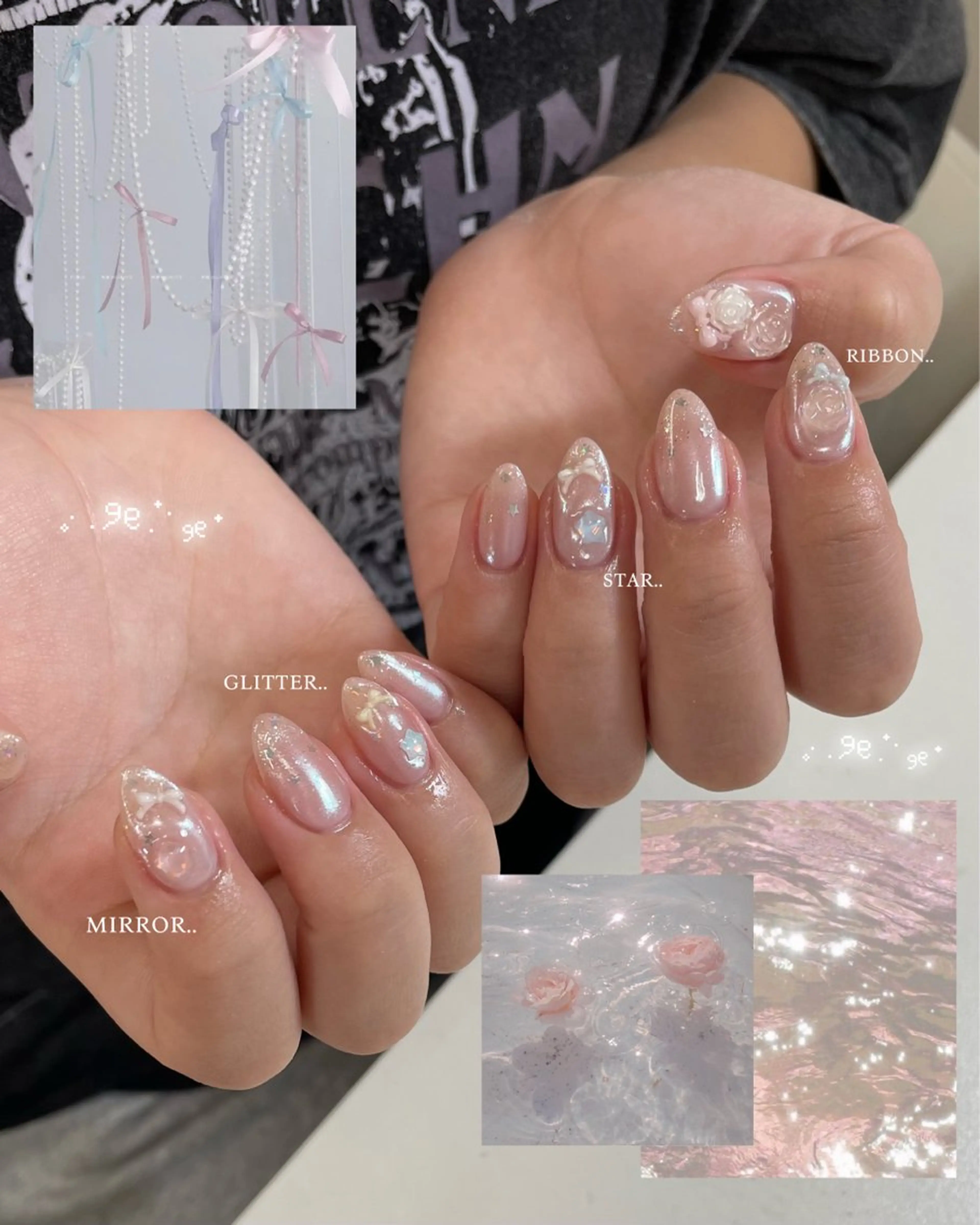 ネイル ハンドネイル MINAMI໒꒱ Y2K、韓国ガーリーのネイルデザイン