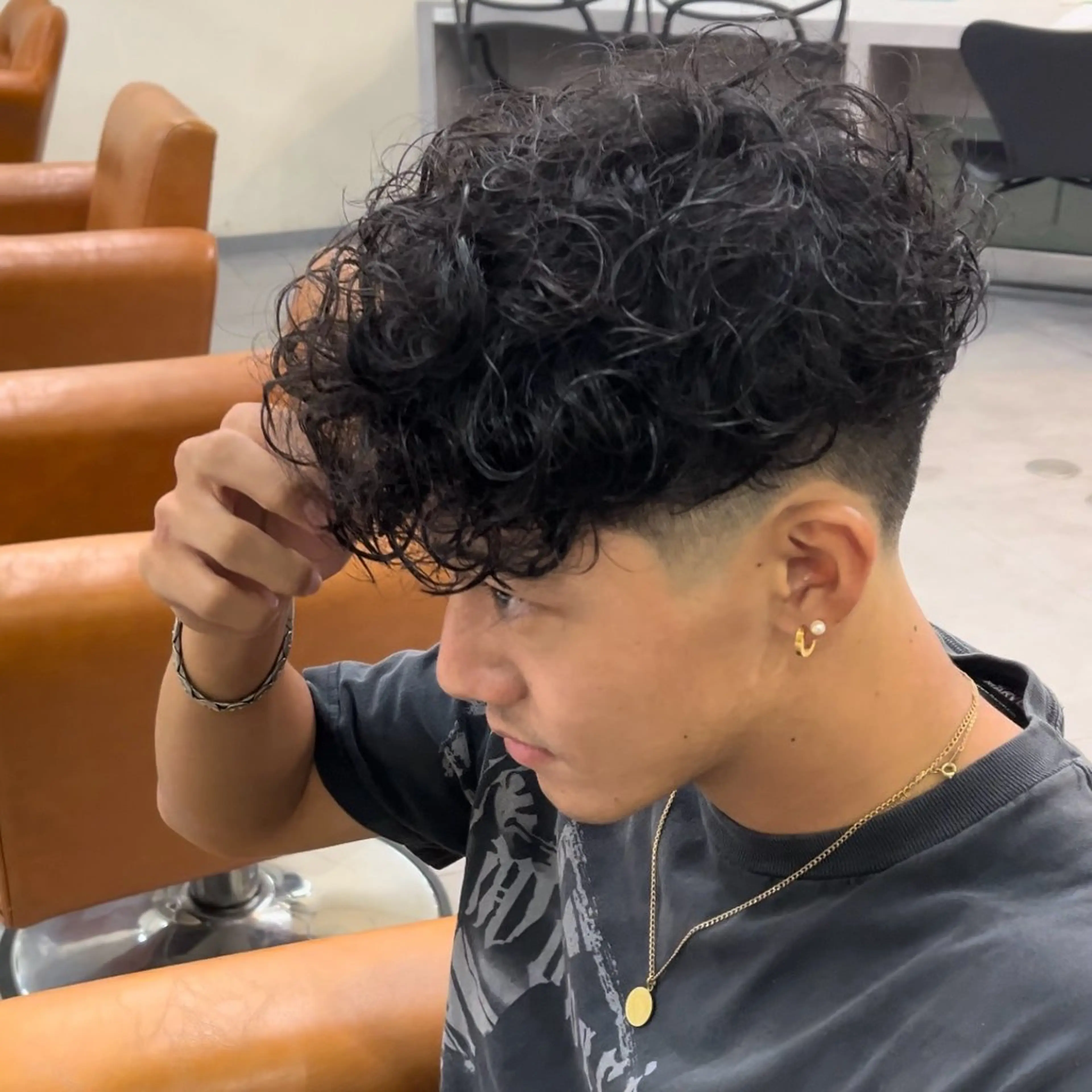 ショート パーマ メンズ スペインカール 京都駅メンズカット/ パーマ/Keigoのヘアスタイル