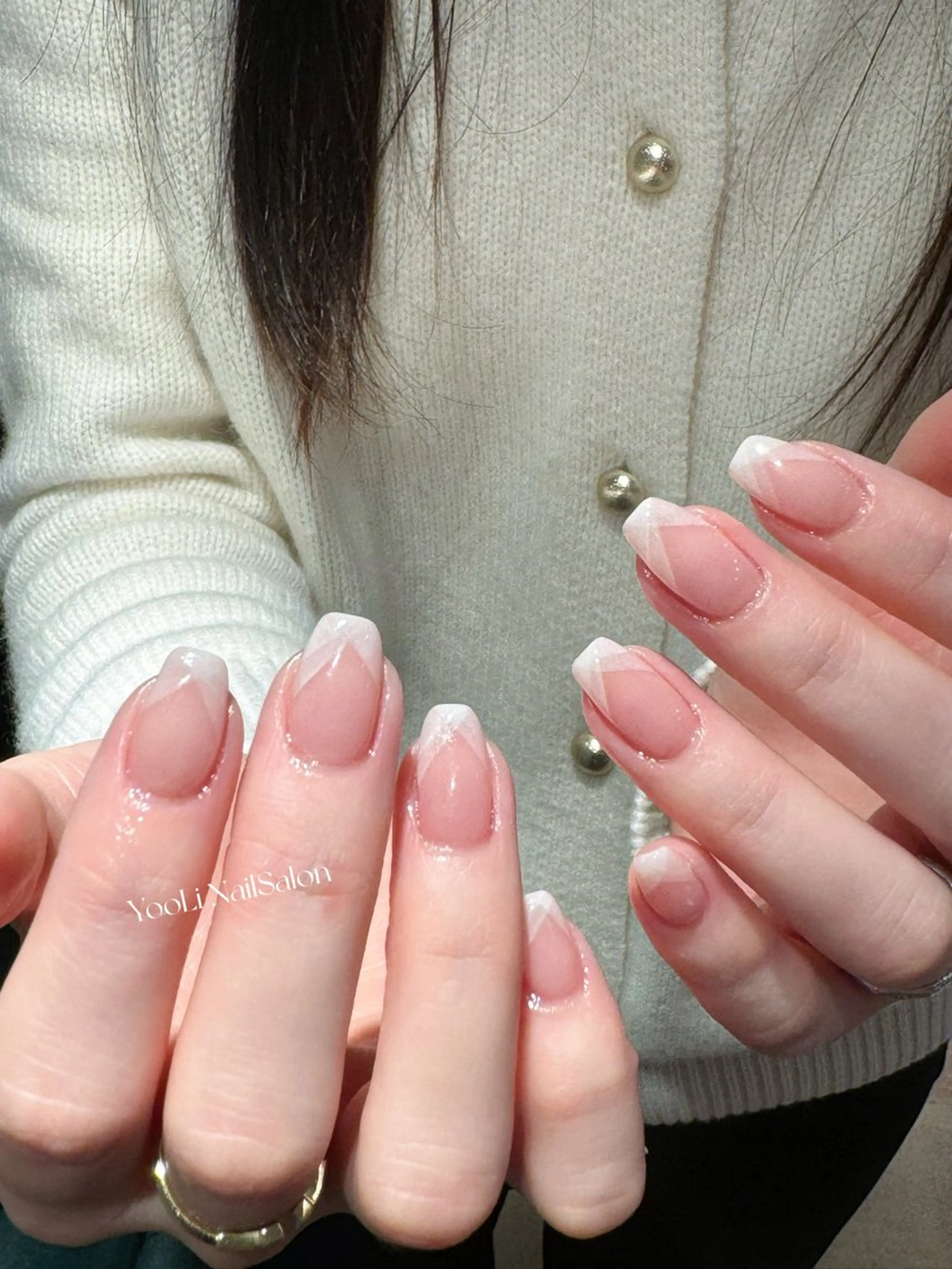 ネイル アートネイル オーロラネイル チークネイル フレンチネイル ガラスフレンチ 🎀🎀YooLi Nail Salonのネイルデザイン