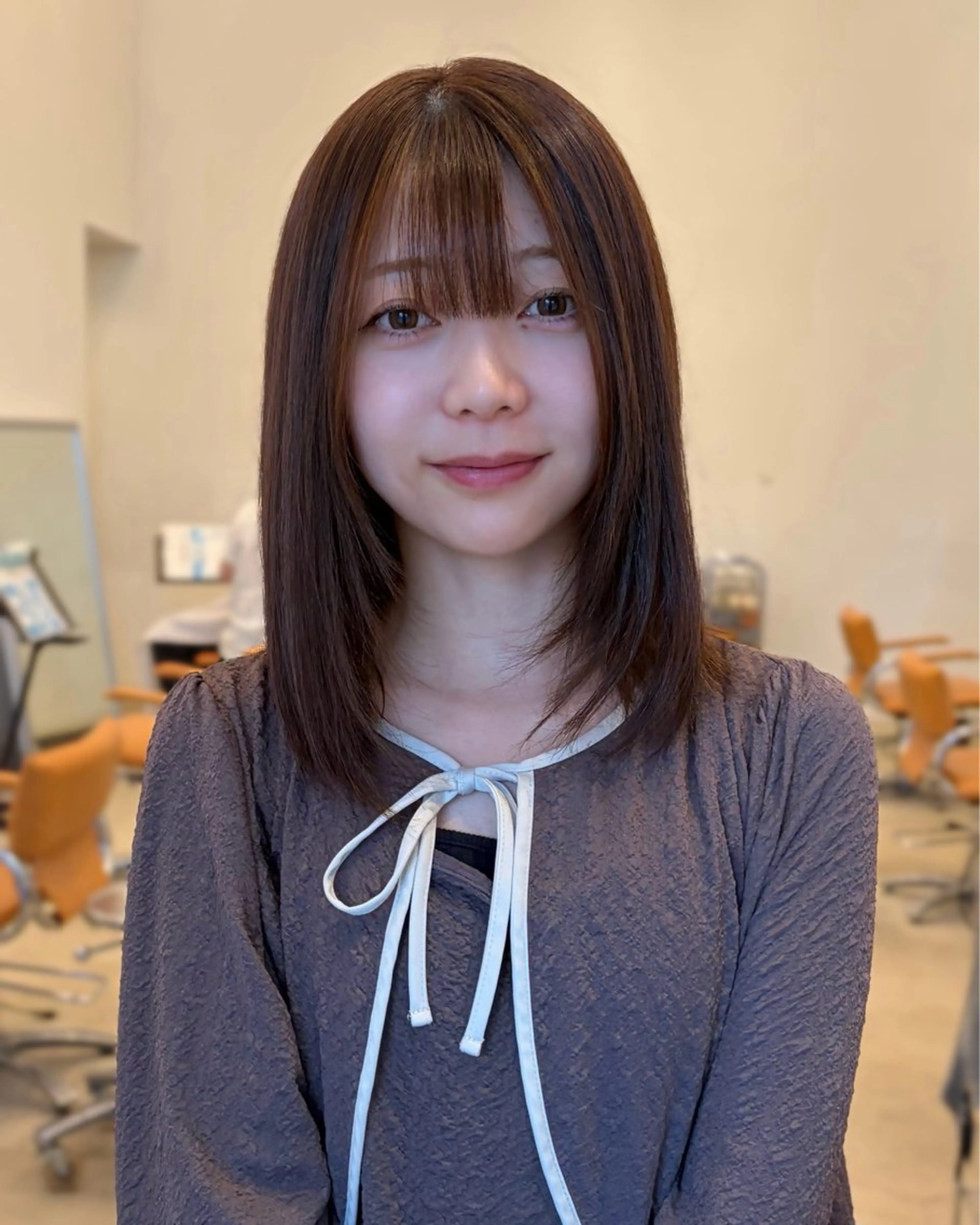 ミディアム ヘアカラー 羽鳥 菜々子のヘアスタイル