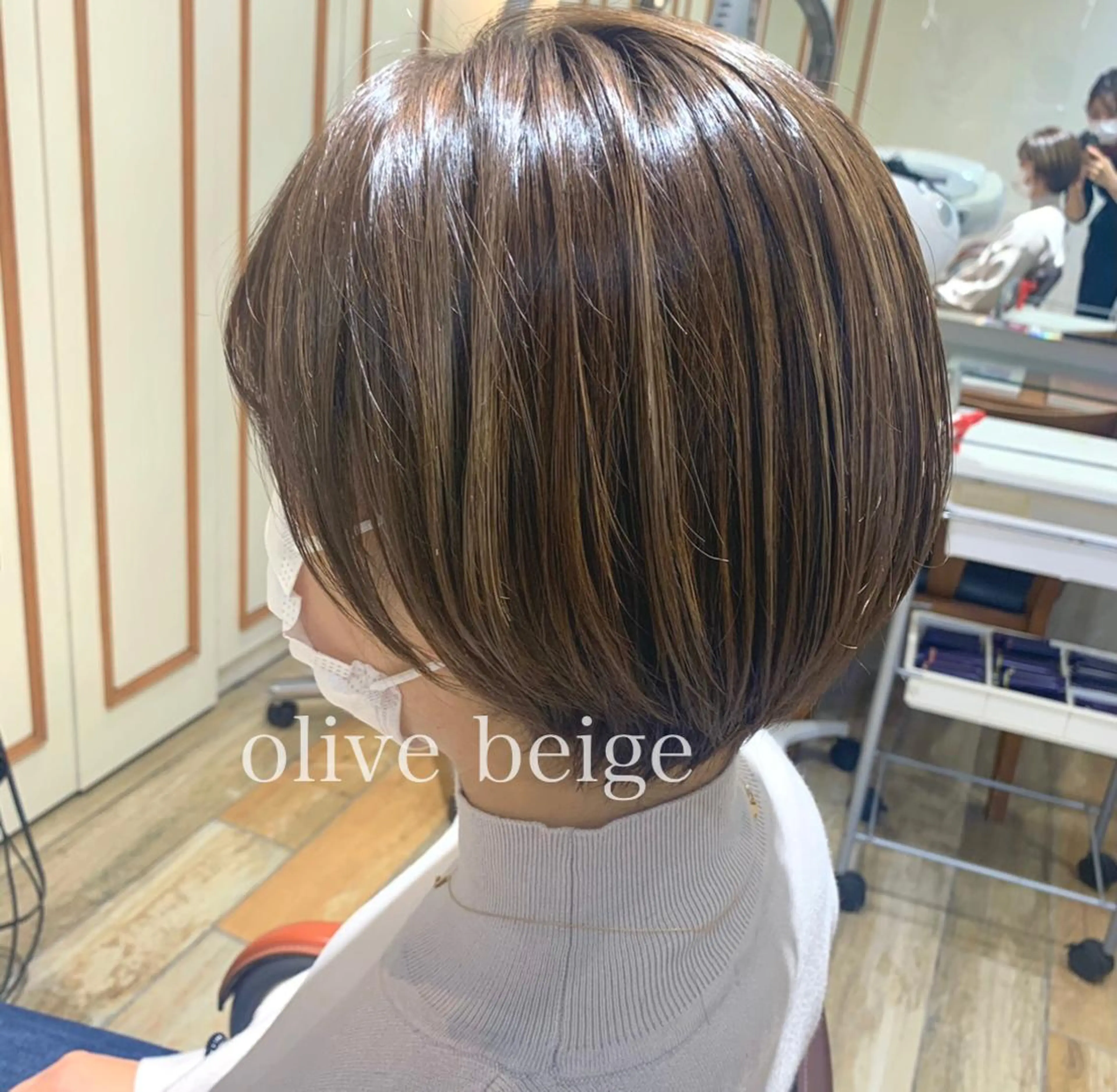 ショート カラー ベージュカラー オリーブベージュ ショートヘア ボブ/美髪矯正 /佐藤　奈巳のヘアスタイル