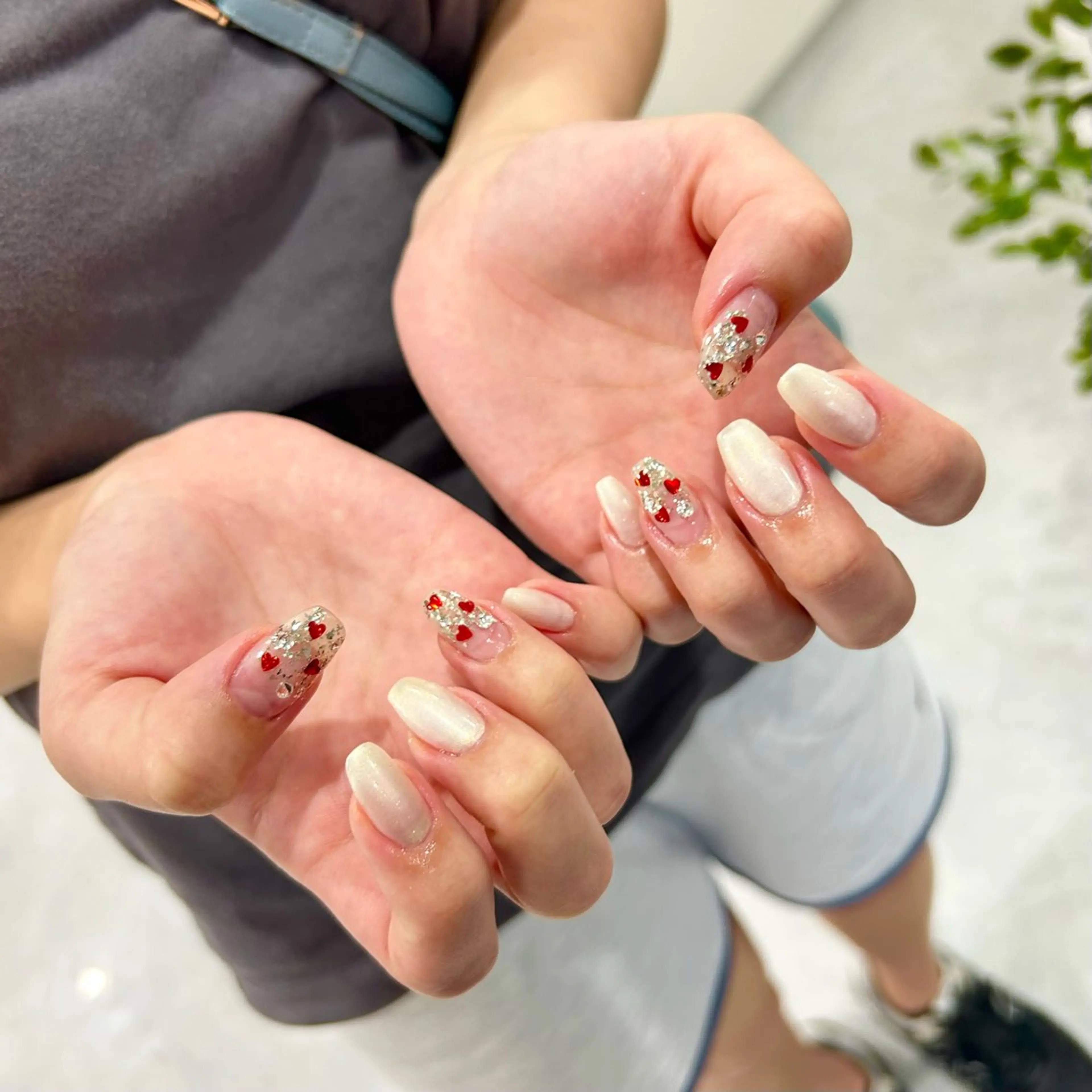 ネイル ハート キラキラネイル ハンドネイル RYO ／Amourのネイルデザイン