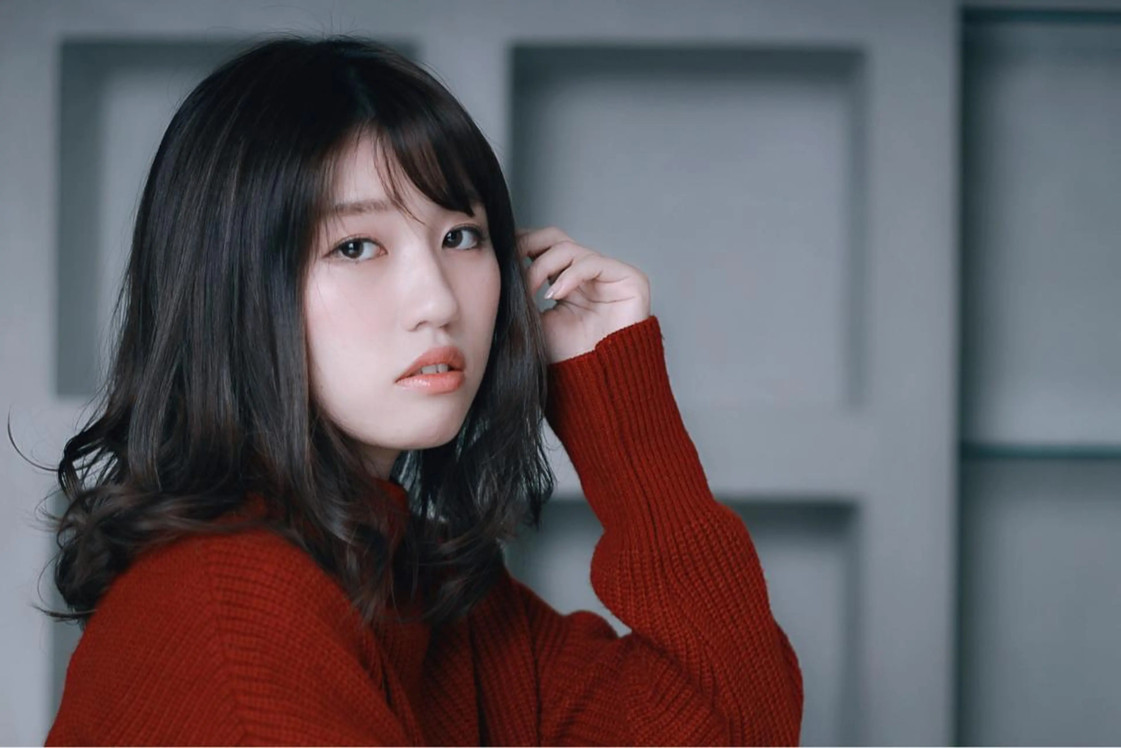 セミロング カラー パーマ 川間 将彦のヘアスタイル