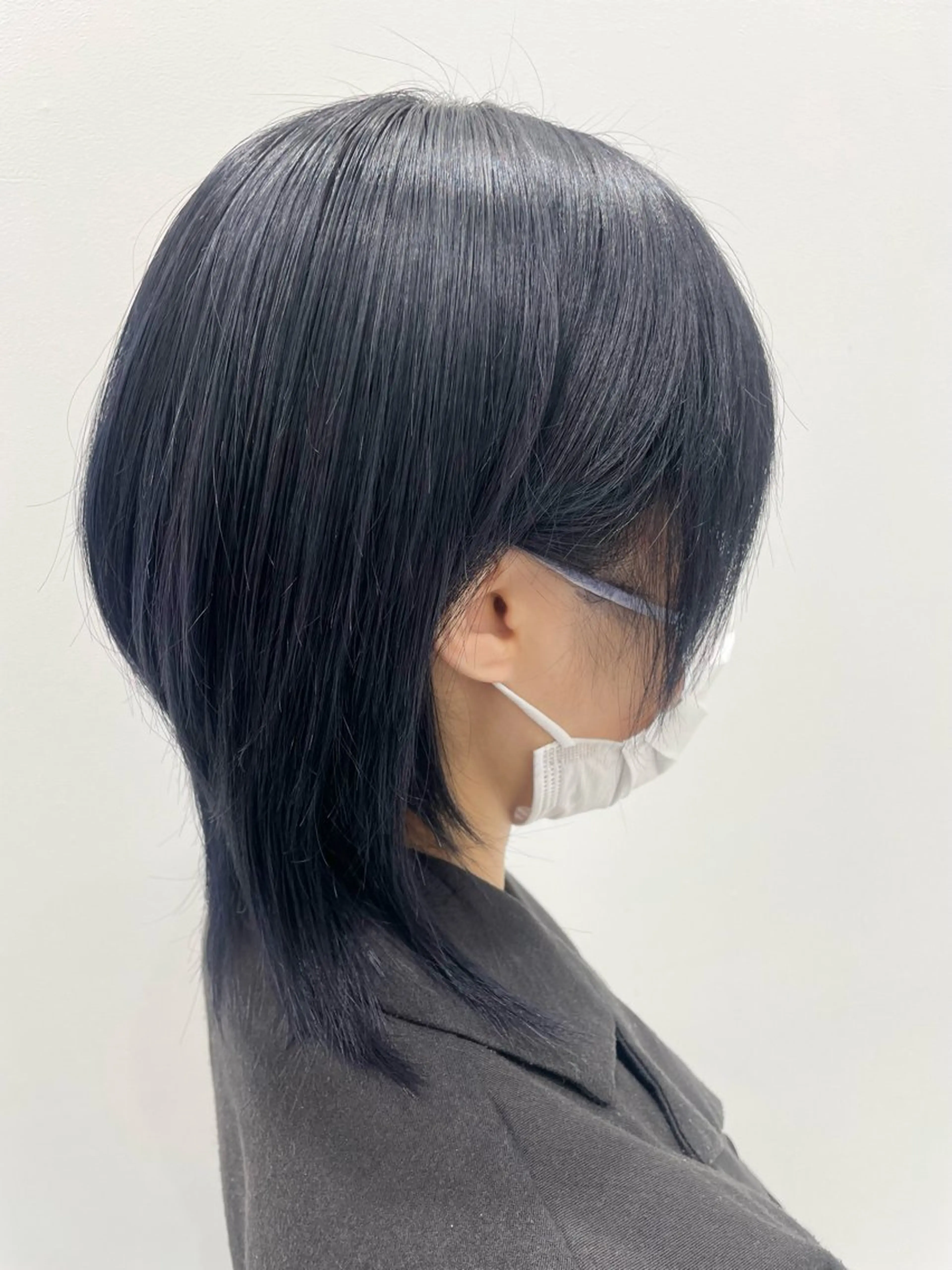 ミディアム カラー 黒髪 ブルーカラー ブルーブラック 透明感カラー 【千葉駅南口歩1分】 MAKAのヘアスタイル