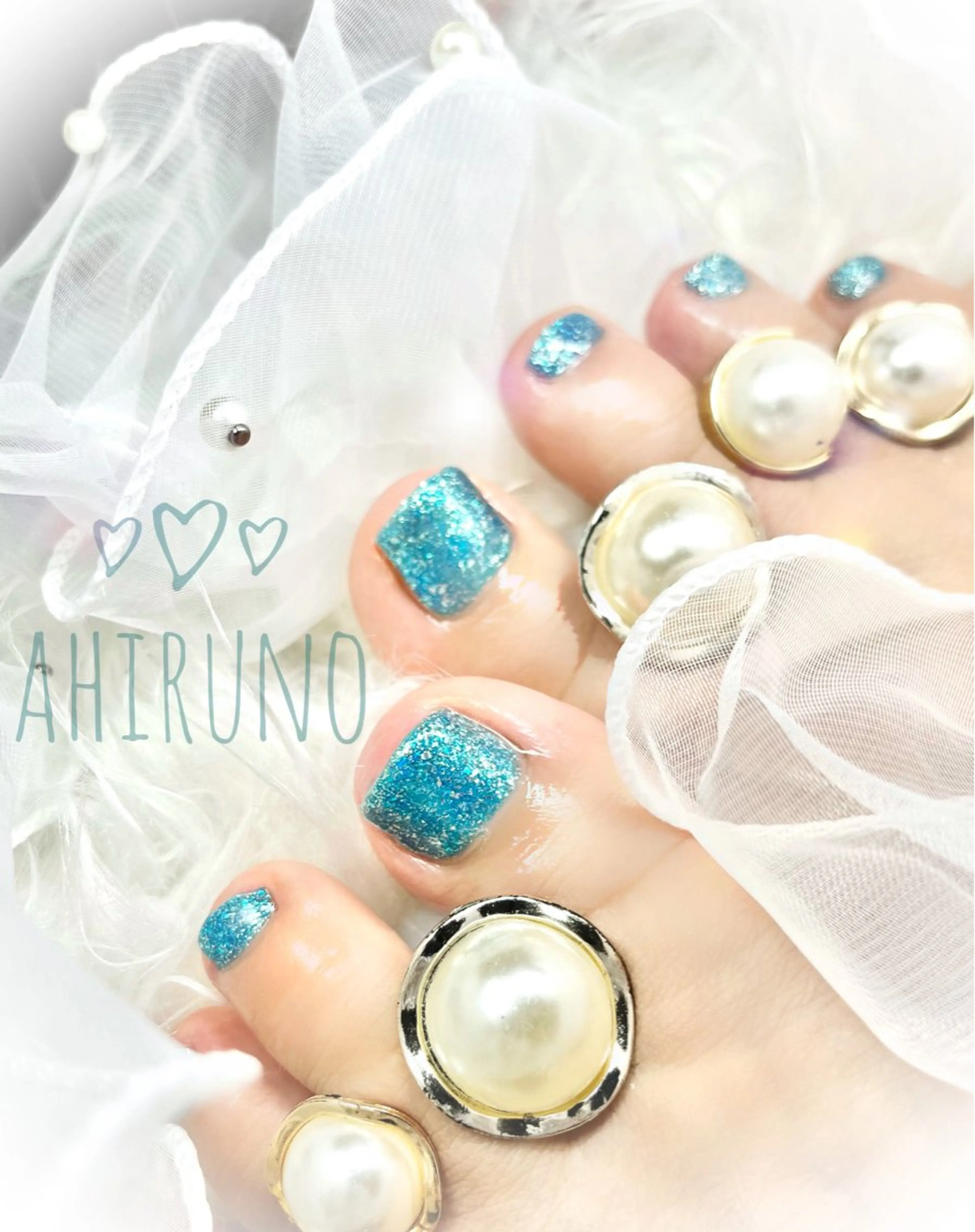 ネイル ブルー フットネイル フットネイル 東京あきる野市ネイル ✿ ｙｕiのネイルデザイン