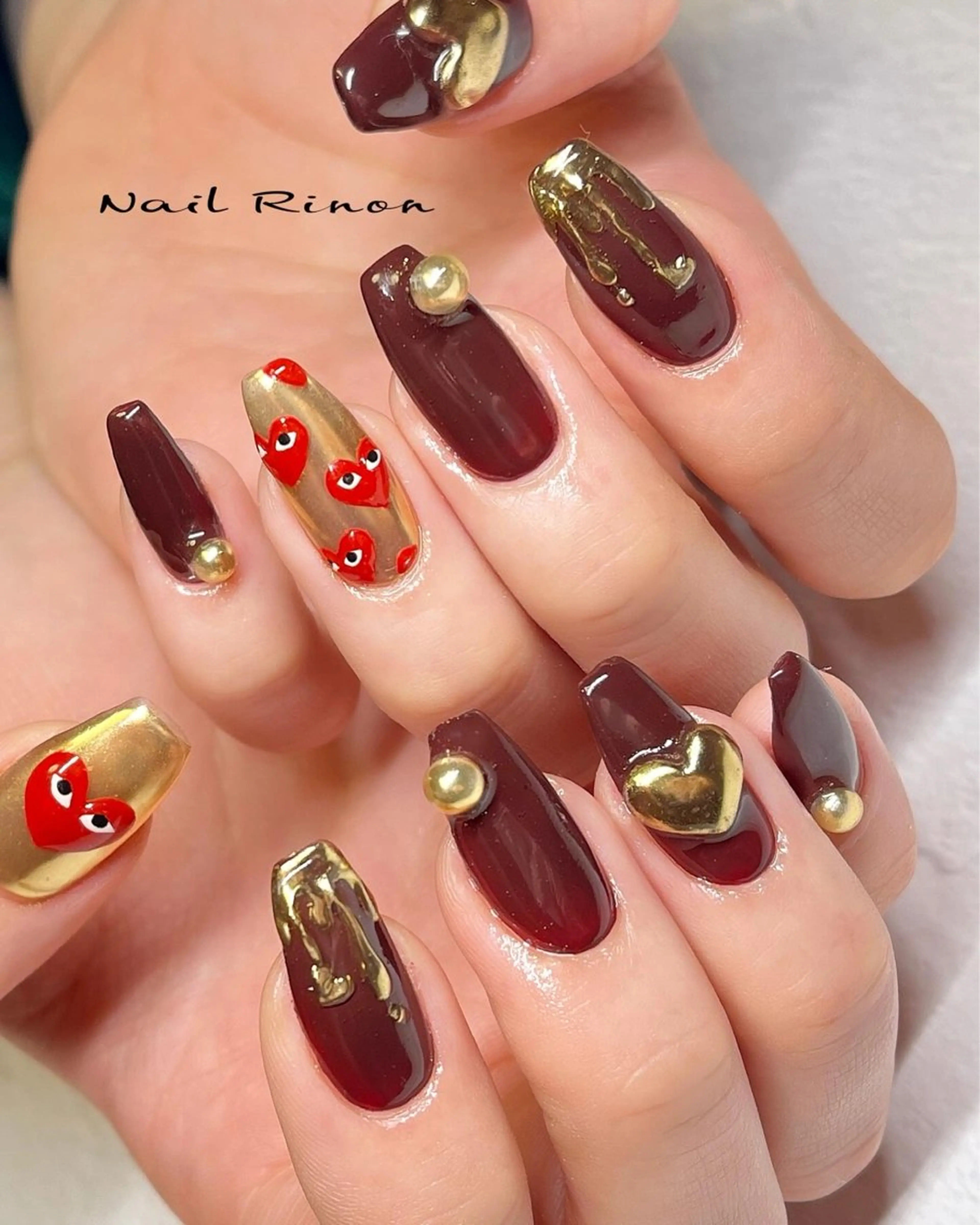 ネイル バレンタイン ハンドネイル Nail Rinonのネイルデザイン