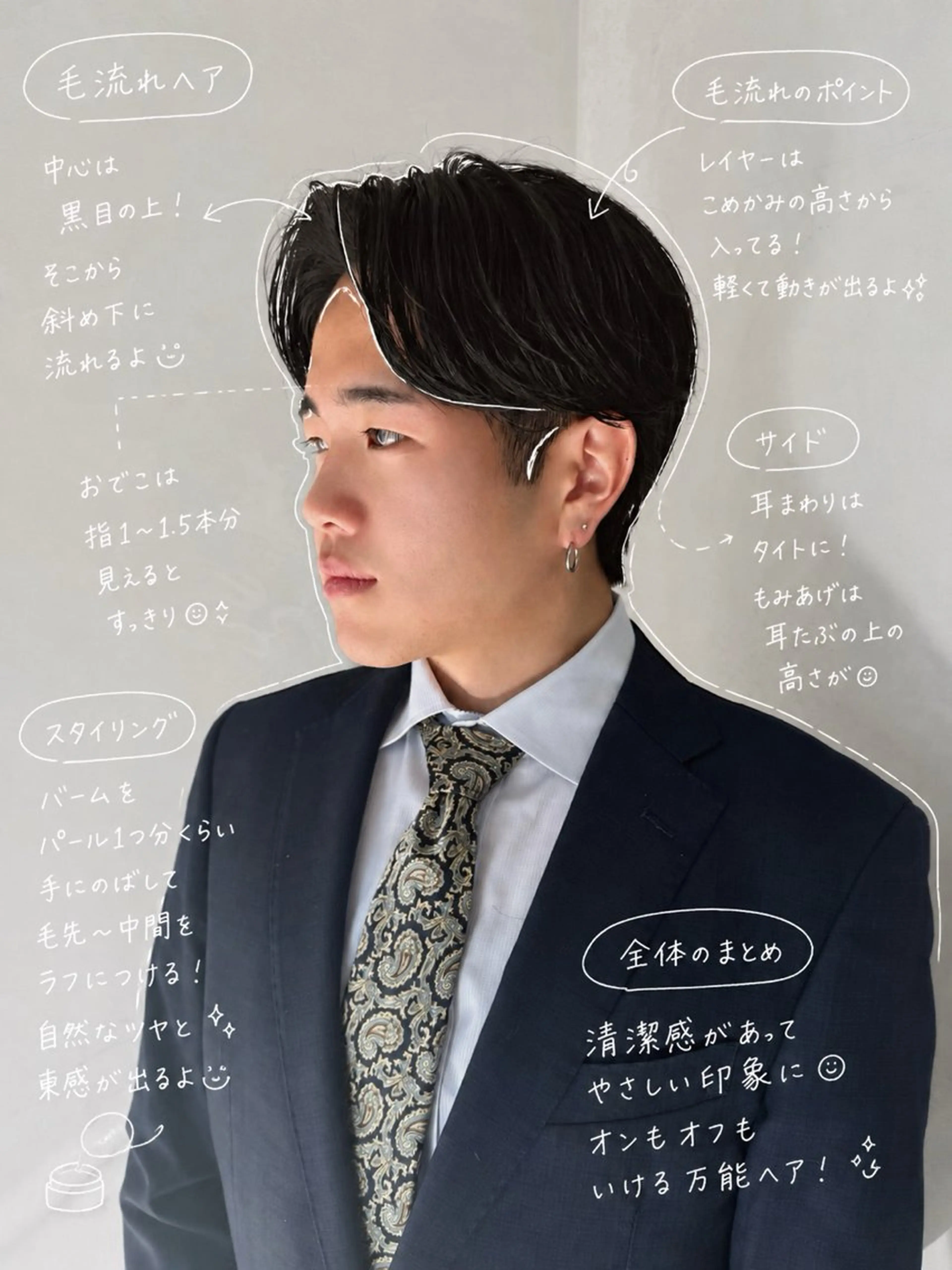 ミディアム メンズ カット 【毛流れヘア】 人気No.1/ユウキのヘアスタイル