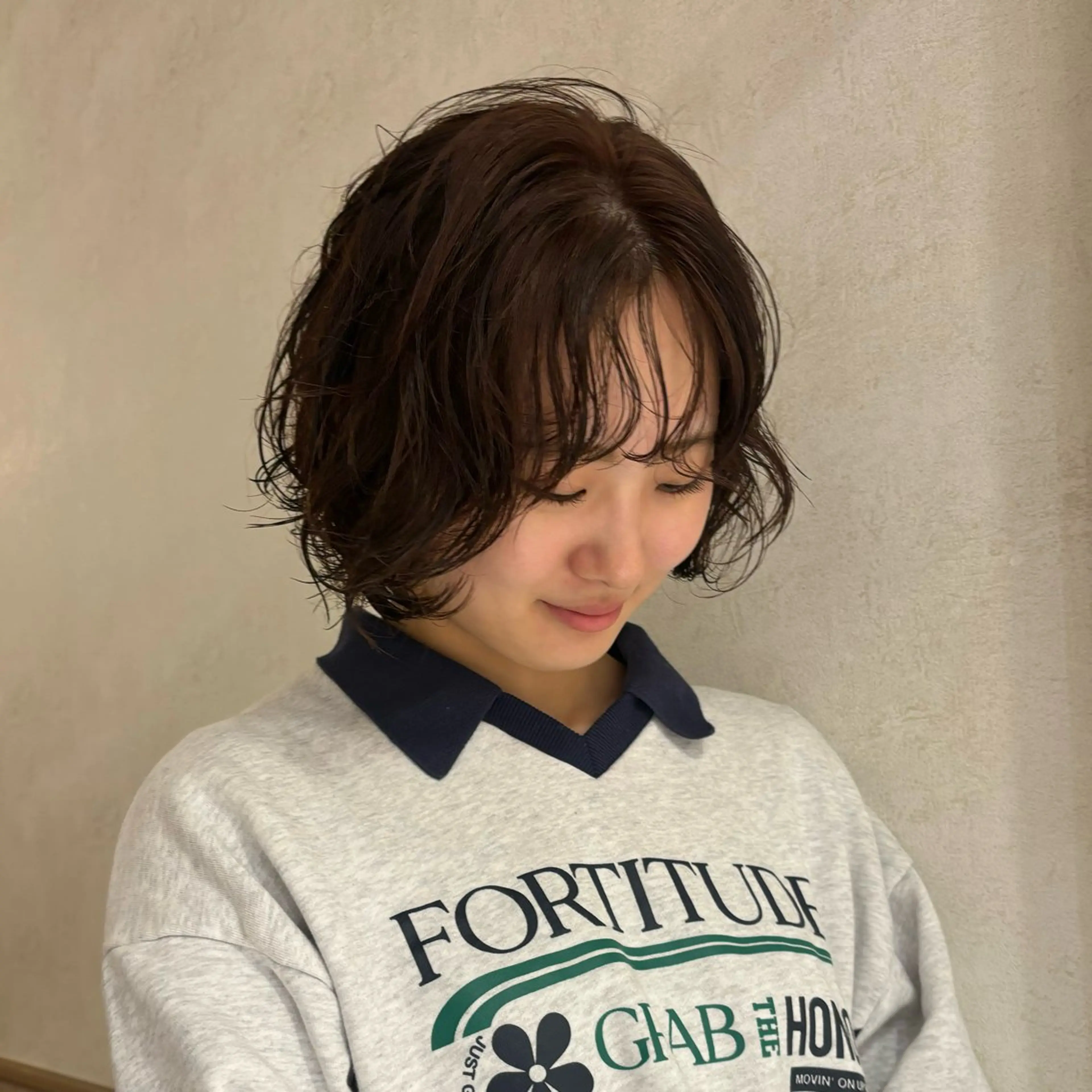 ショート カラー ブラウンカラー オレンジ オレンジブラウン ヘアカラー izumi/ ボブ/パーマのヘアスタイル