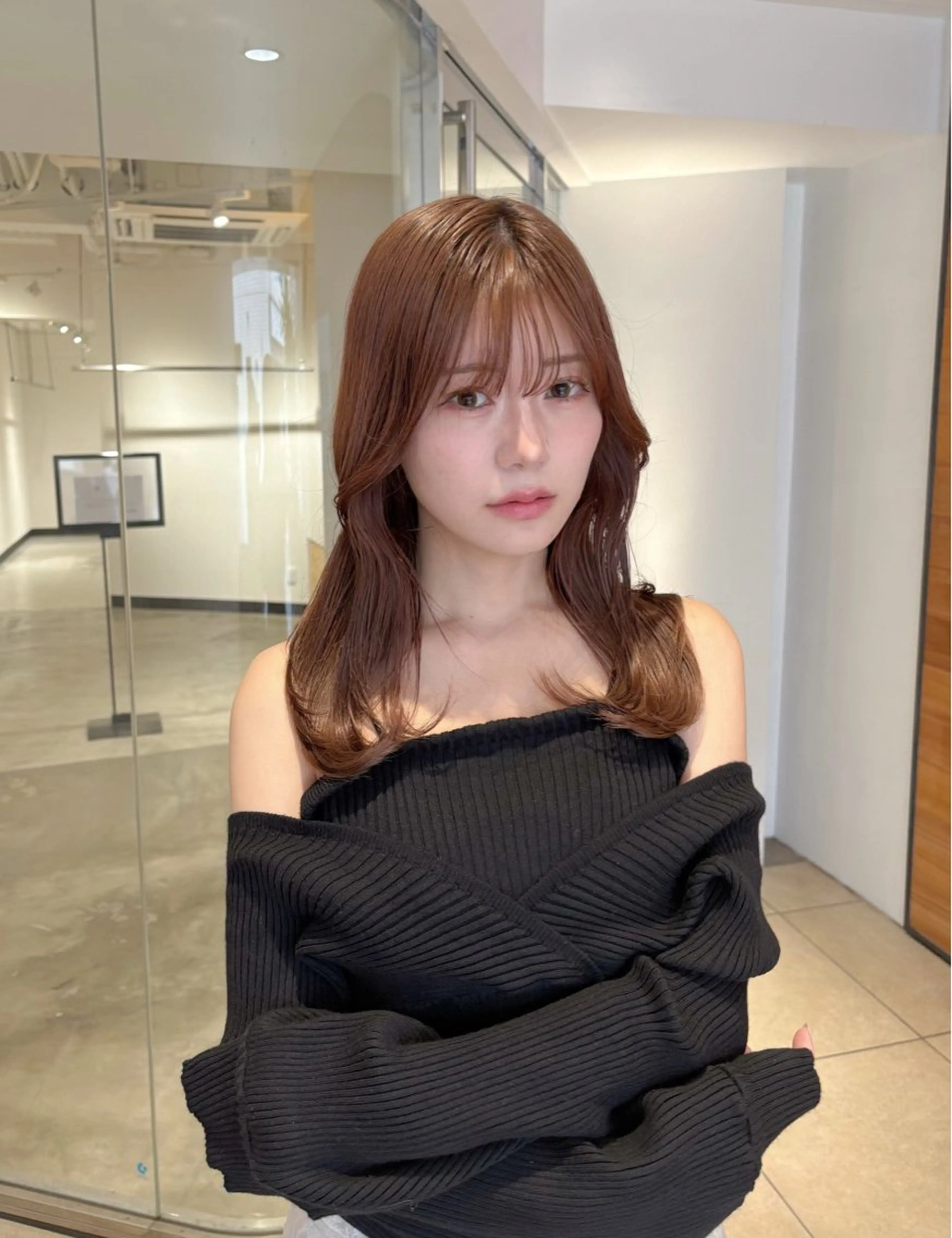 ミディアム カラー レイヤーカット カット ヘアカラー ♠️暗髪レイヤー♠️ 中山唯斗のヘアスタイル