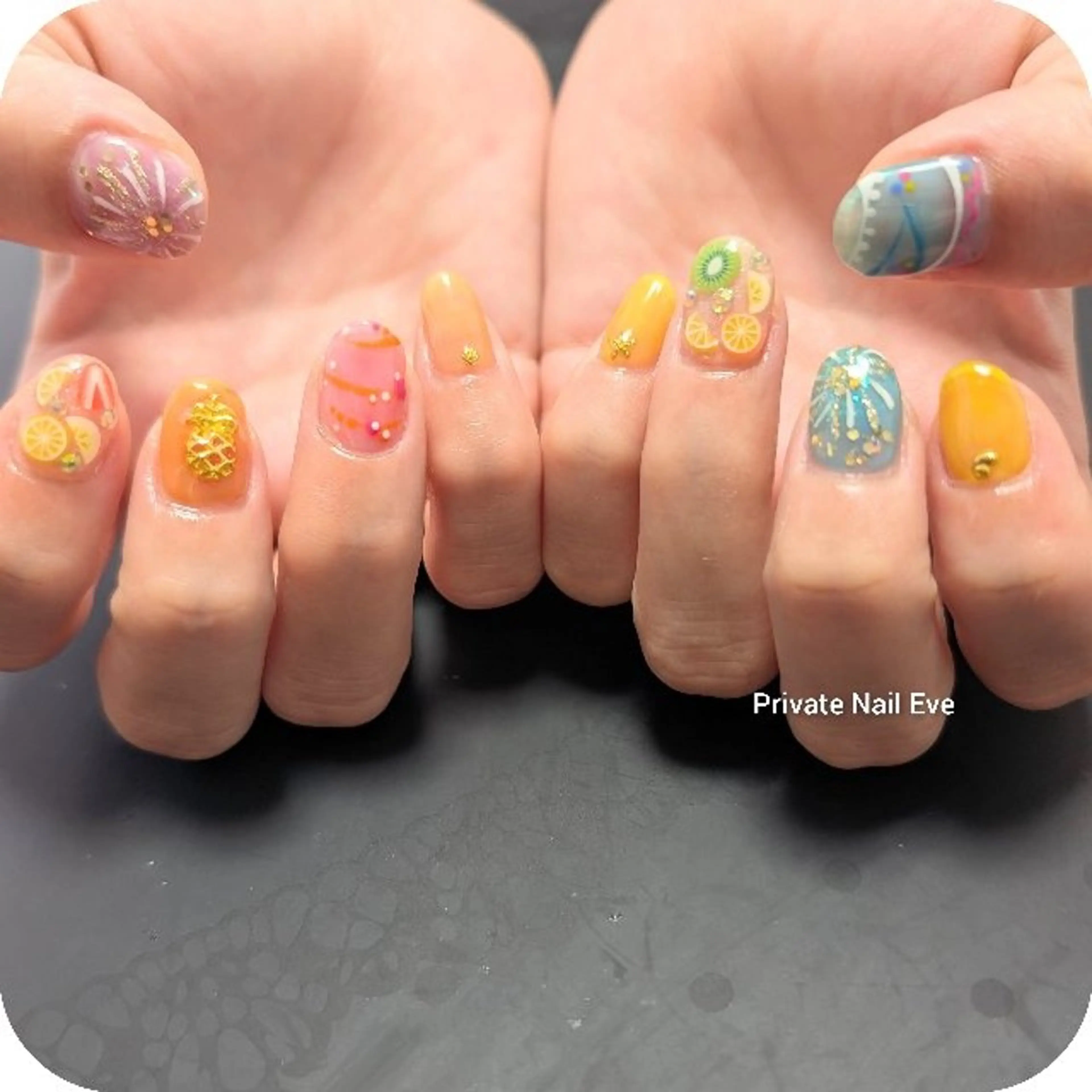 ネイル 夏ネイル ヨーヨーネイル ハンドネイル ネイル junkoのネイルデザイン