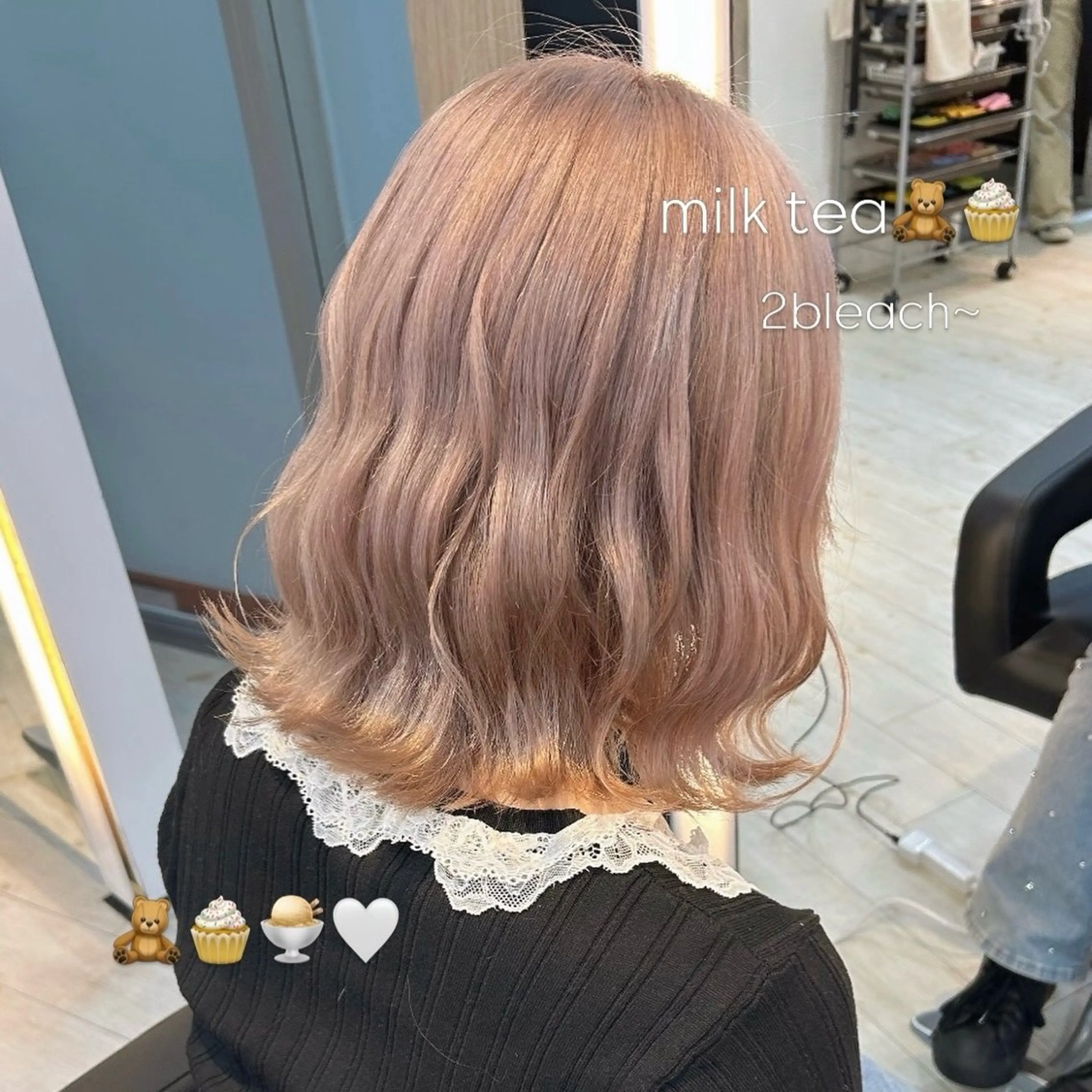 ミディアム カラー ヘアカラー トリートメント りん🌷︎名古屋 ブリーチカラーのヘアスタイル