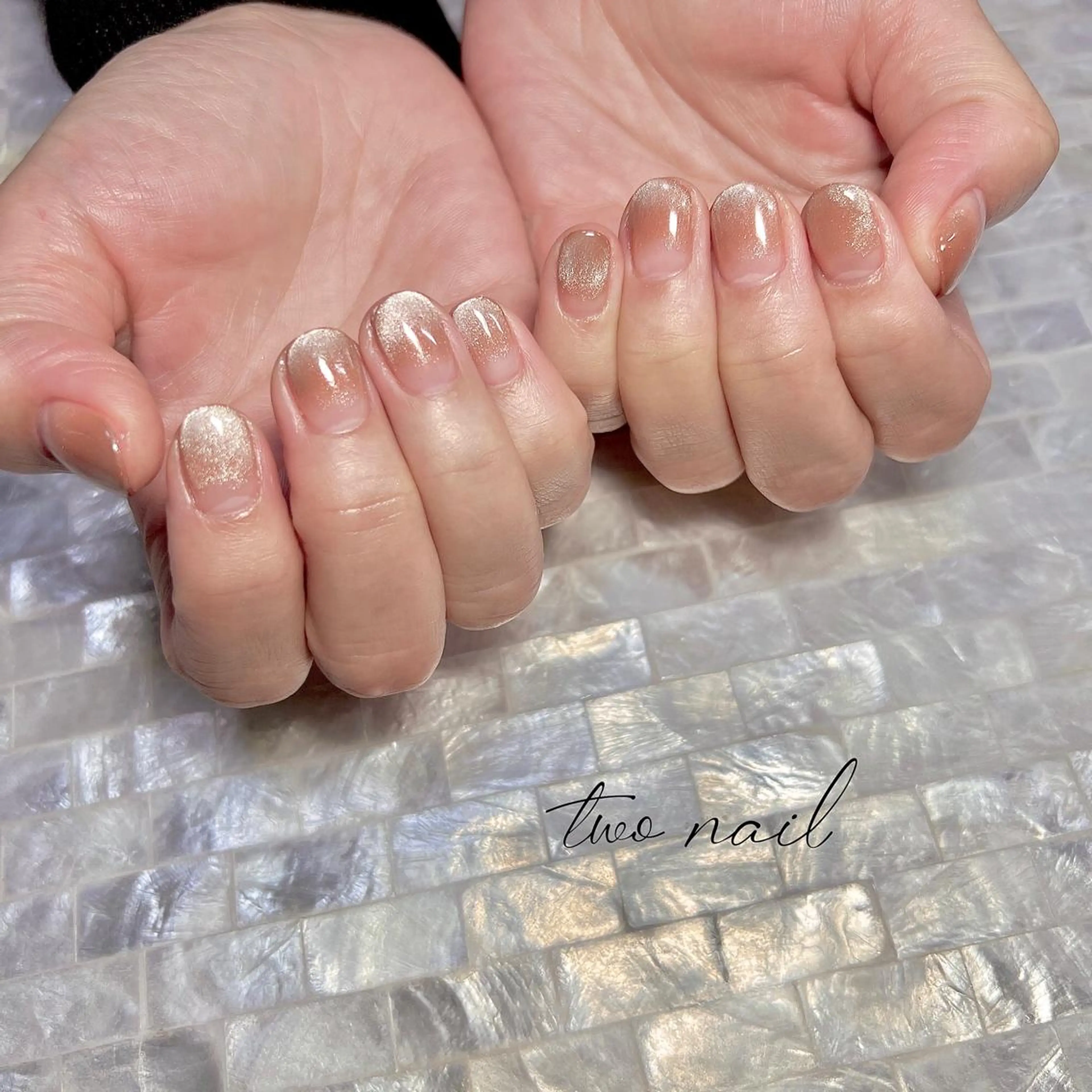 ネイル アートネイル ブラウン フットネイル ハート マグネットネイル ハンドネイル two nailのネイルデザイン