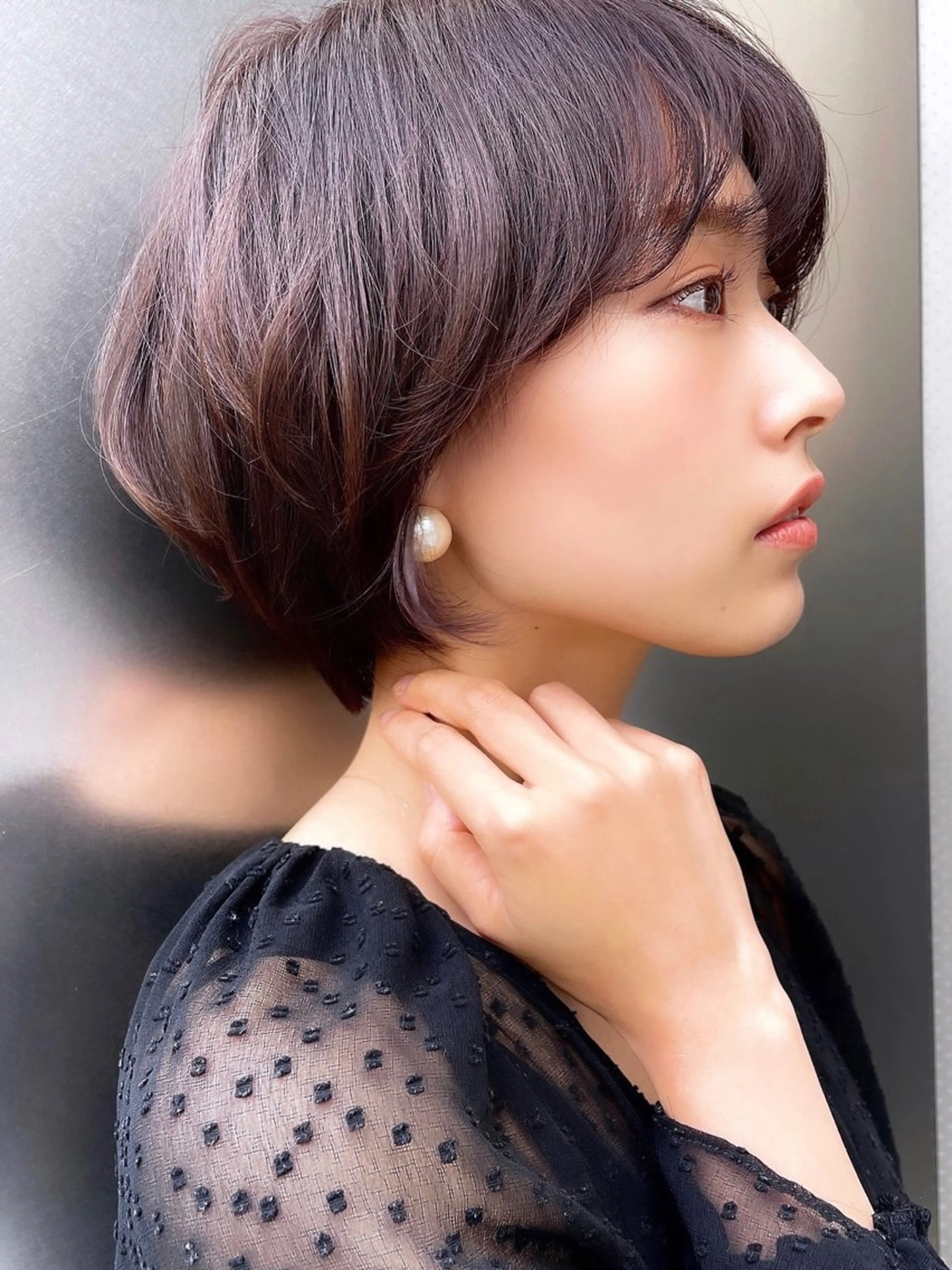 ショート カラー パーマ ボブ ショートヘア 仲西 愛鈴のヘアスタイル