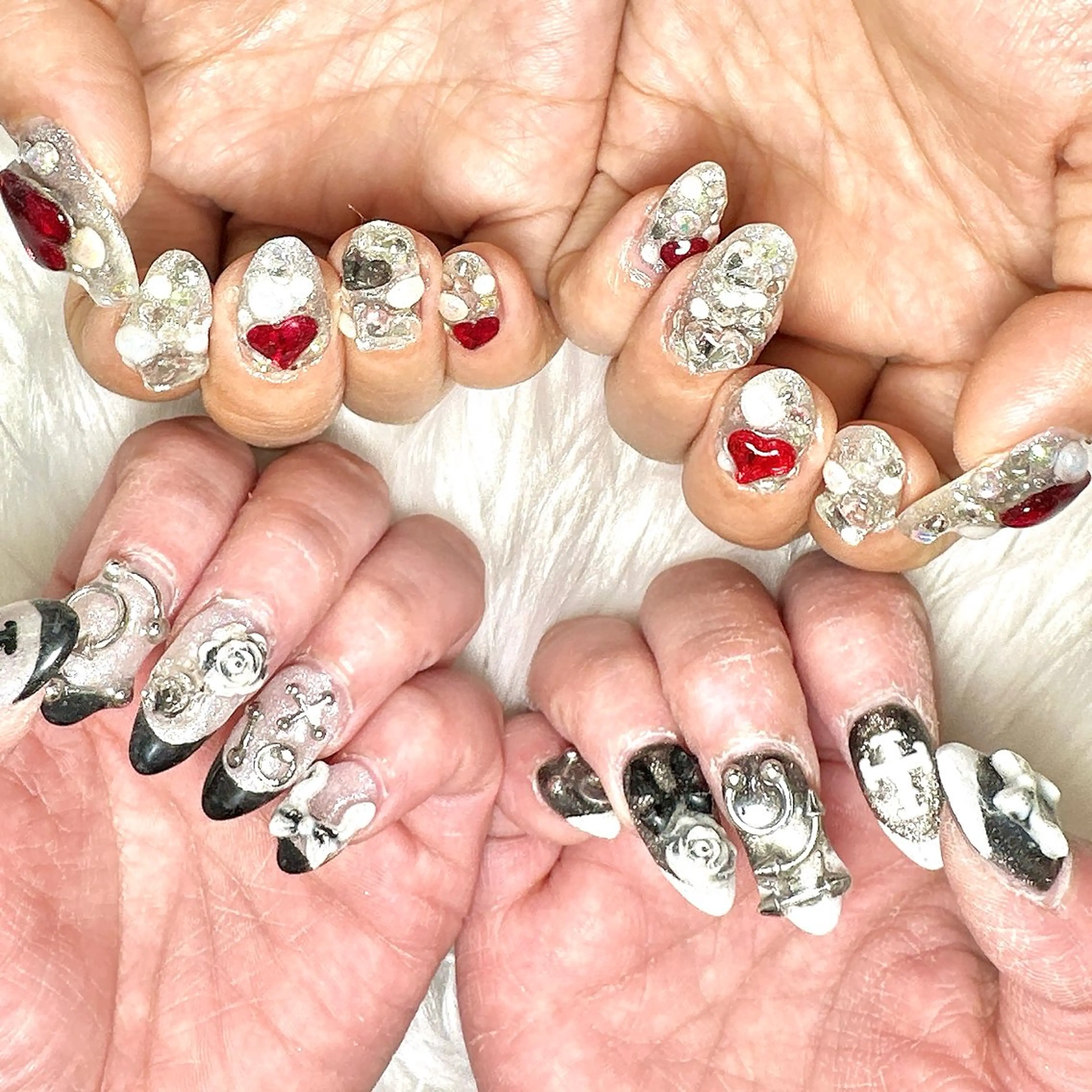 ネイル フレンチネイル ジェルネイル グラデーション ラメ(グリッター) ラメグラデーション Heartnail Hino Reinaのネイルデザイン