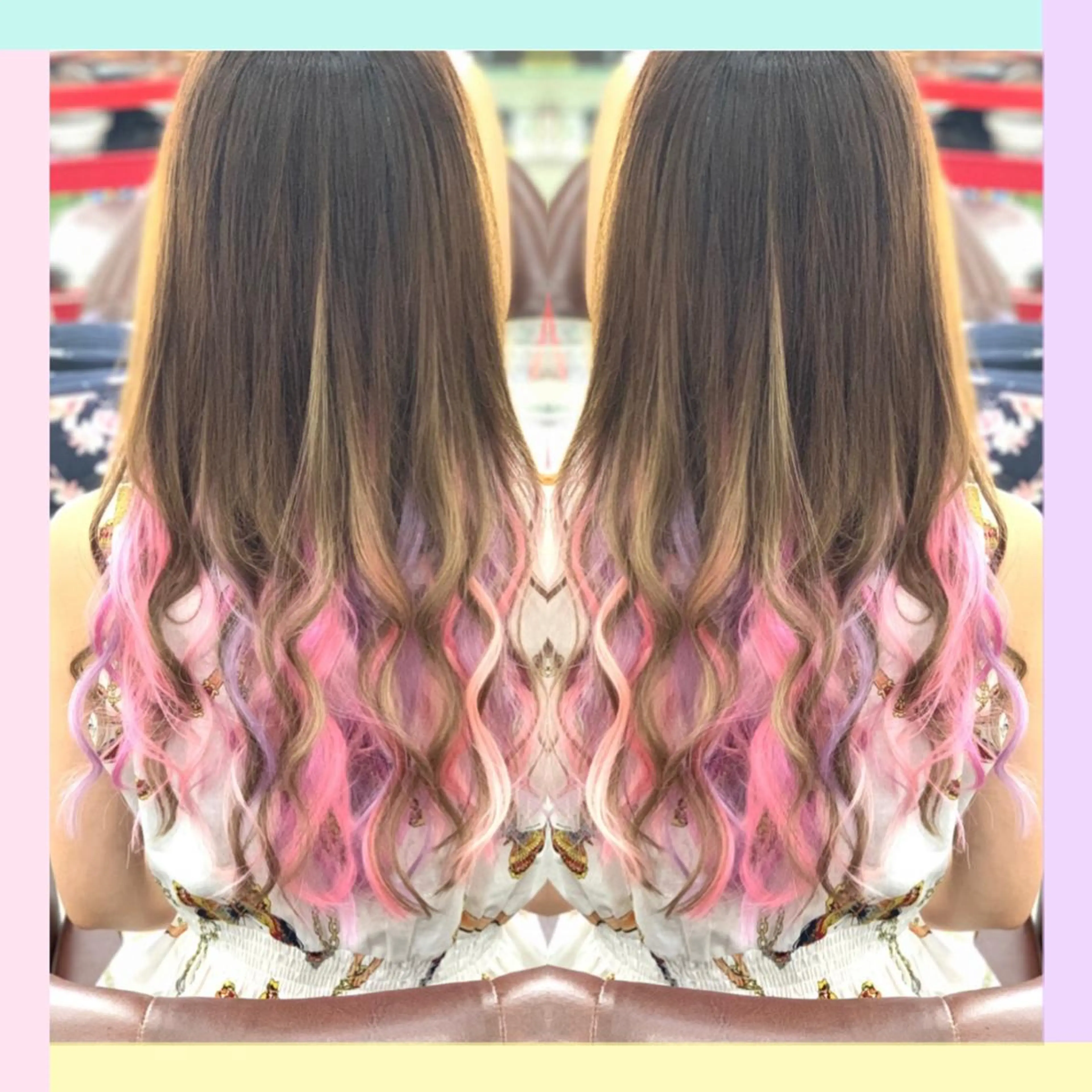 ロング カラー れん/ハイトーン /エクステ/韓国風のヘアスタイル