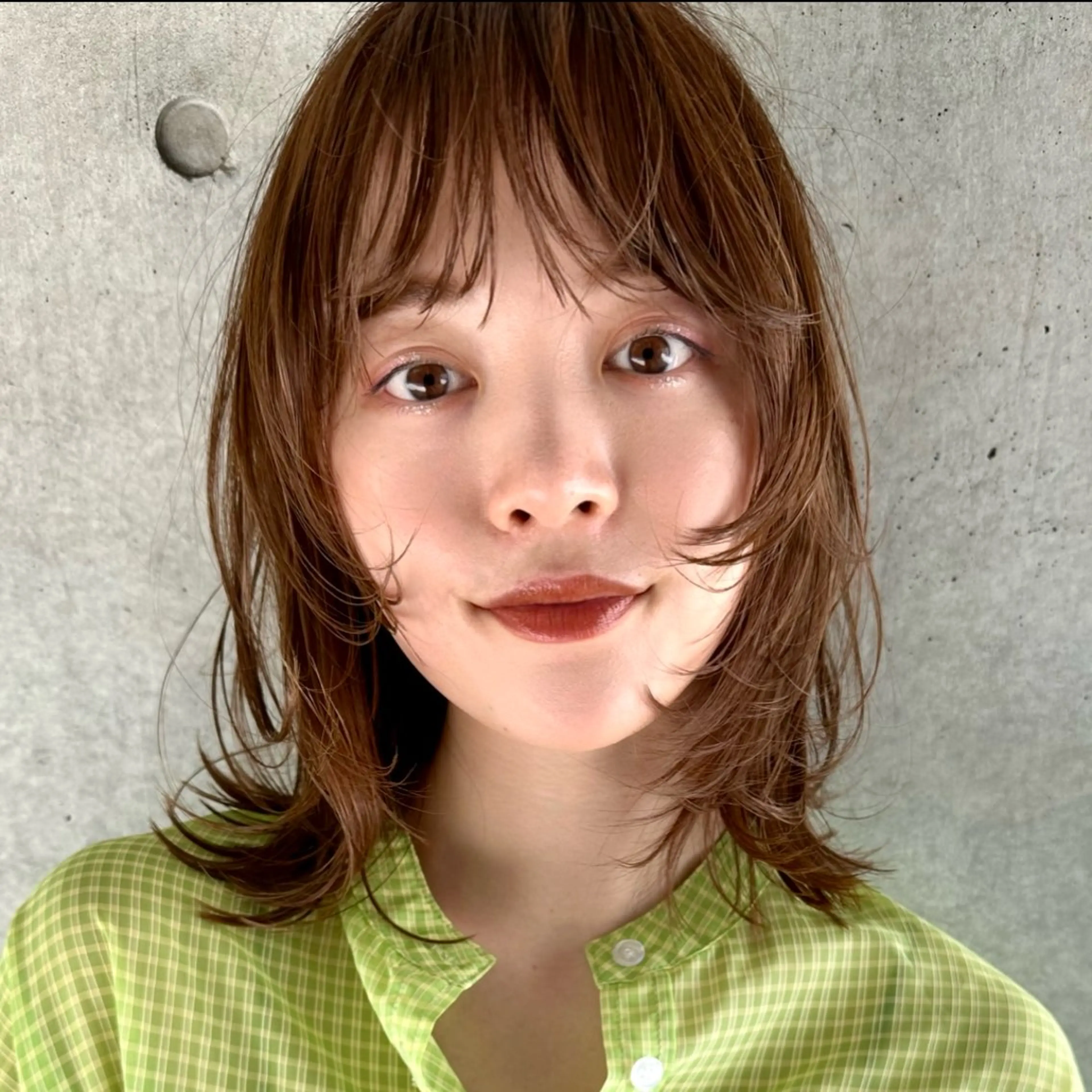 ミディアム カラー ミディアムレイヤー レイヤーカット カット ボブ/レイヤー/ニュ アンスパーマ/小夏のヘアスタイル