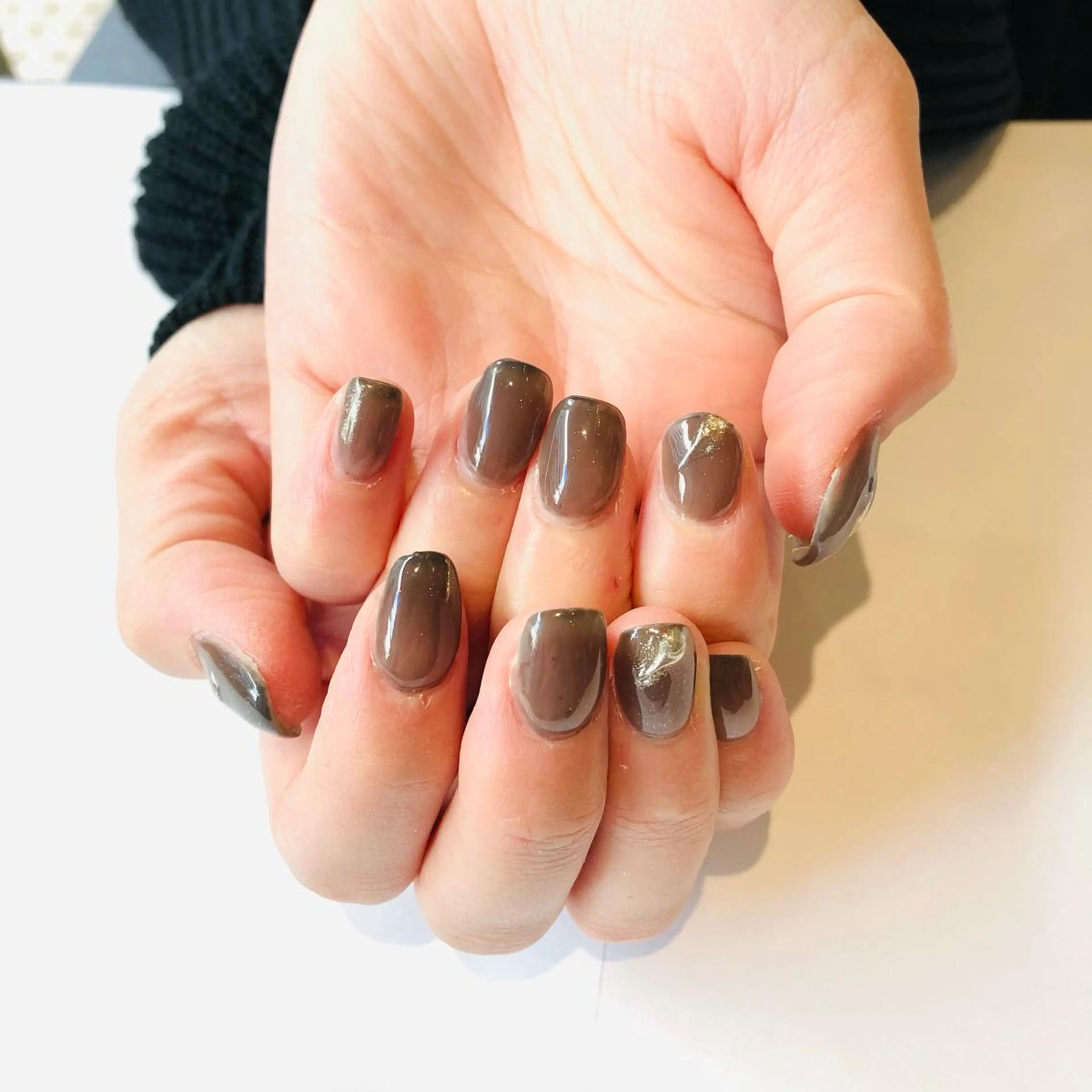 ネイル ブラウン ニュアンスネイル 大阪福島韓国束感まつ げ Sayaka🤍のマツエク・マツパデザイン