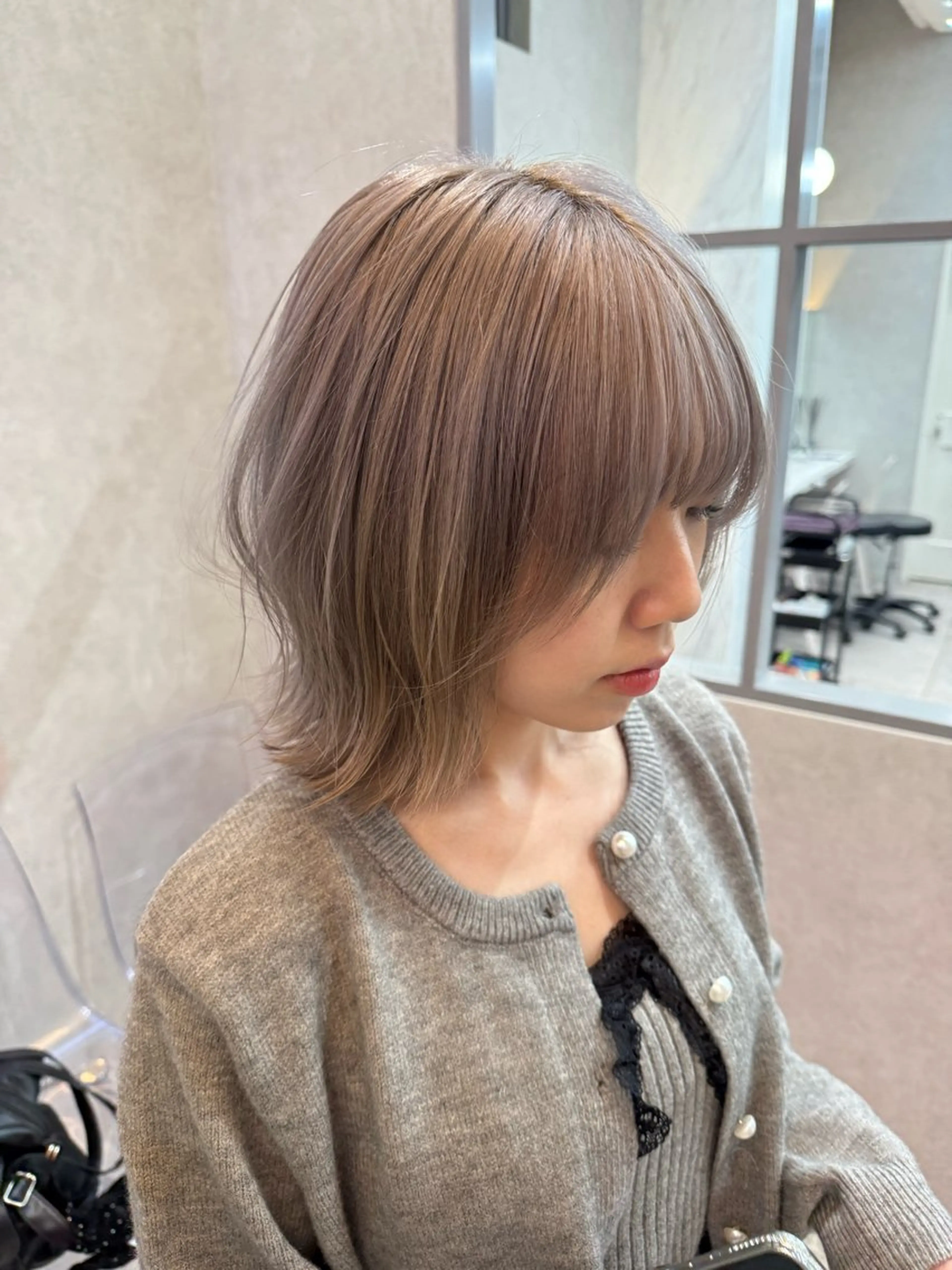 ミディアム カラー カット ヘアカラー トリートメント レイヤーダブルカラー KYONのヘアスタイル