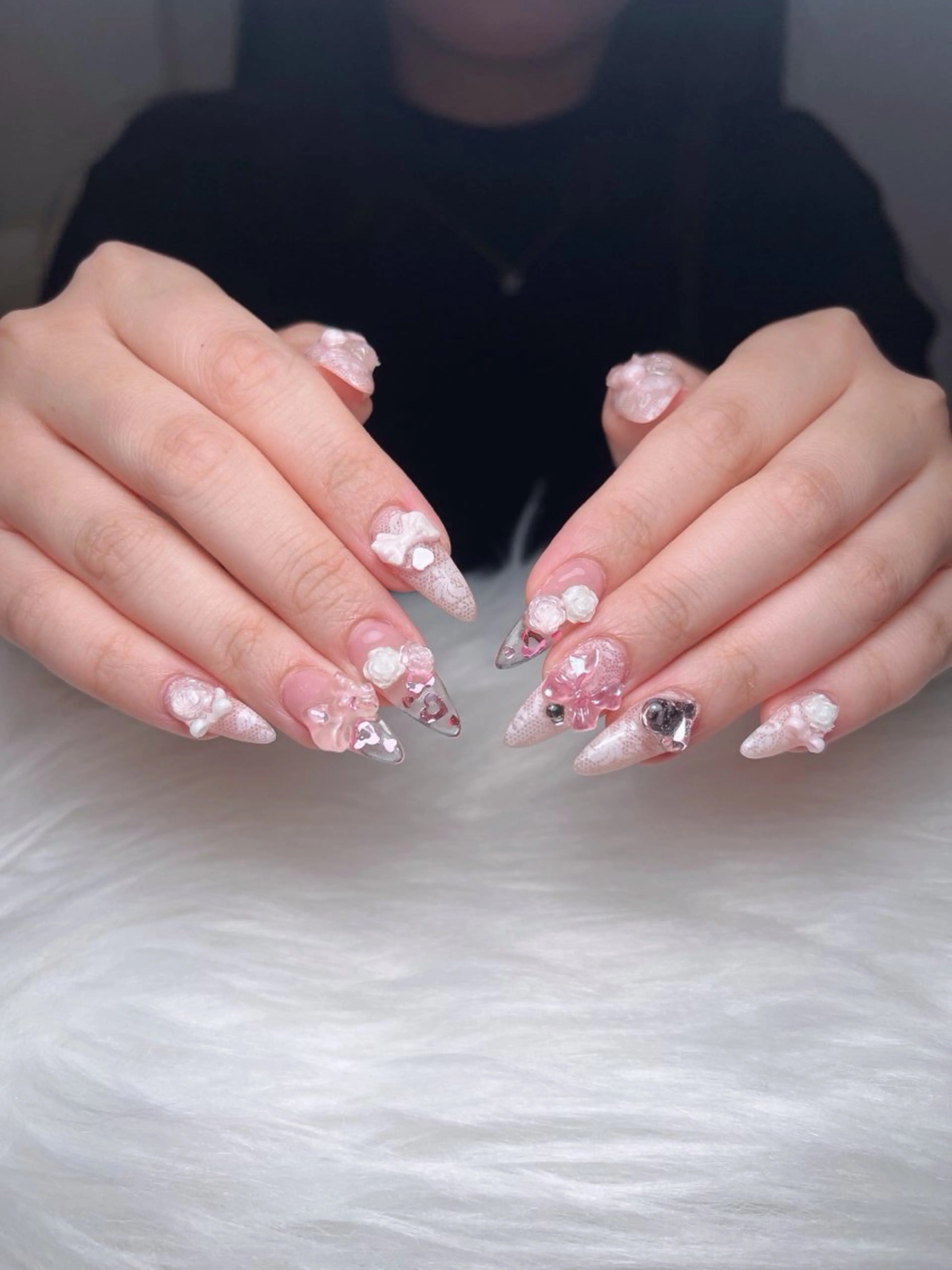 ネイル オーロラネイル ボルドー ブラウン 氷ネイル・うるうるネイル キラキラネイル ハンドネイル Sora  Nail 長さ出し専門店のネイルデザイン