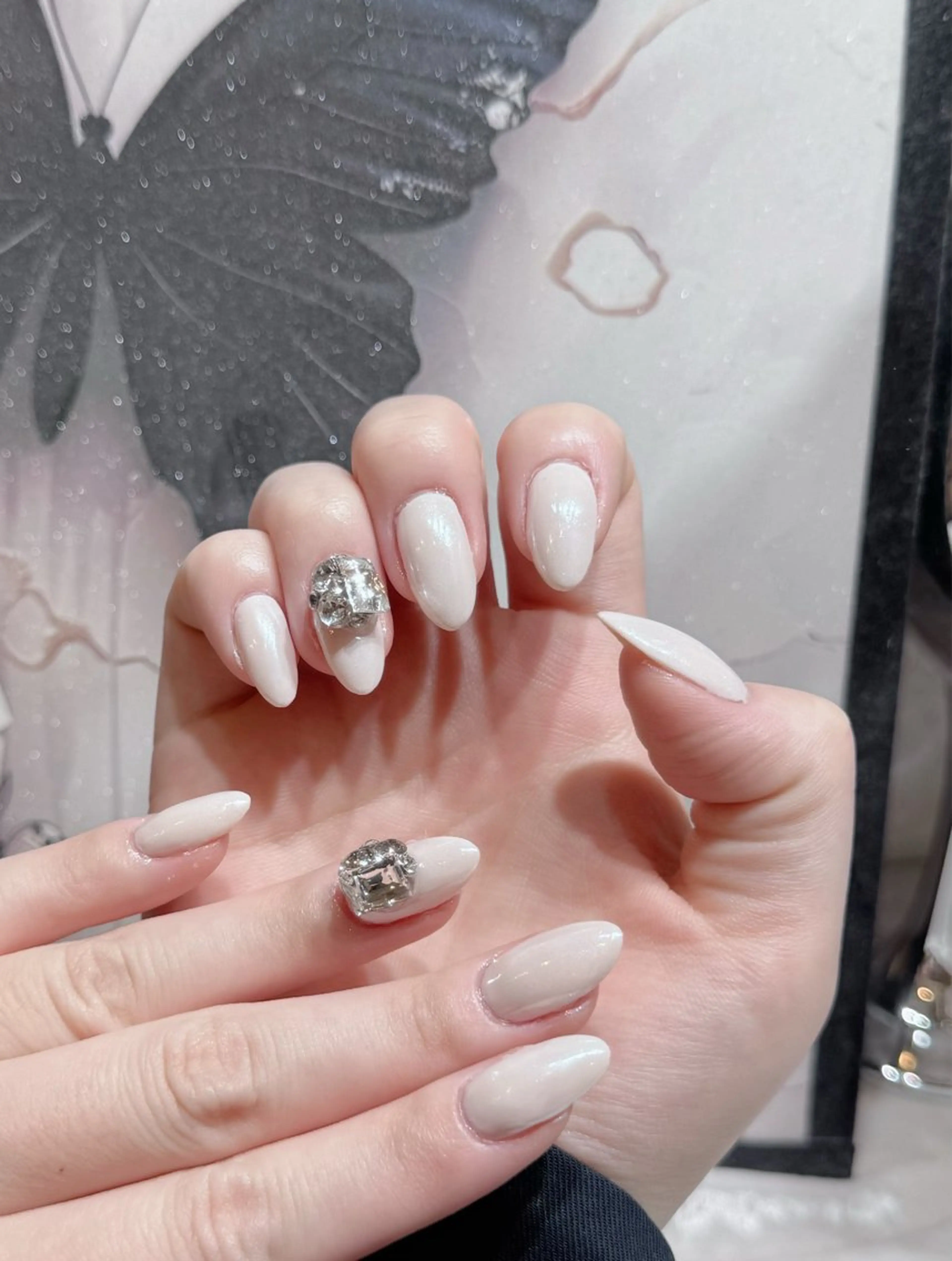 ネイル チークネイル フラッシュネイル ハート キラキラネイル 韓国ネイル Babarla Nailのネイルデザイン
