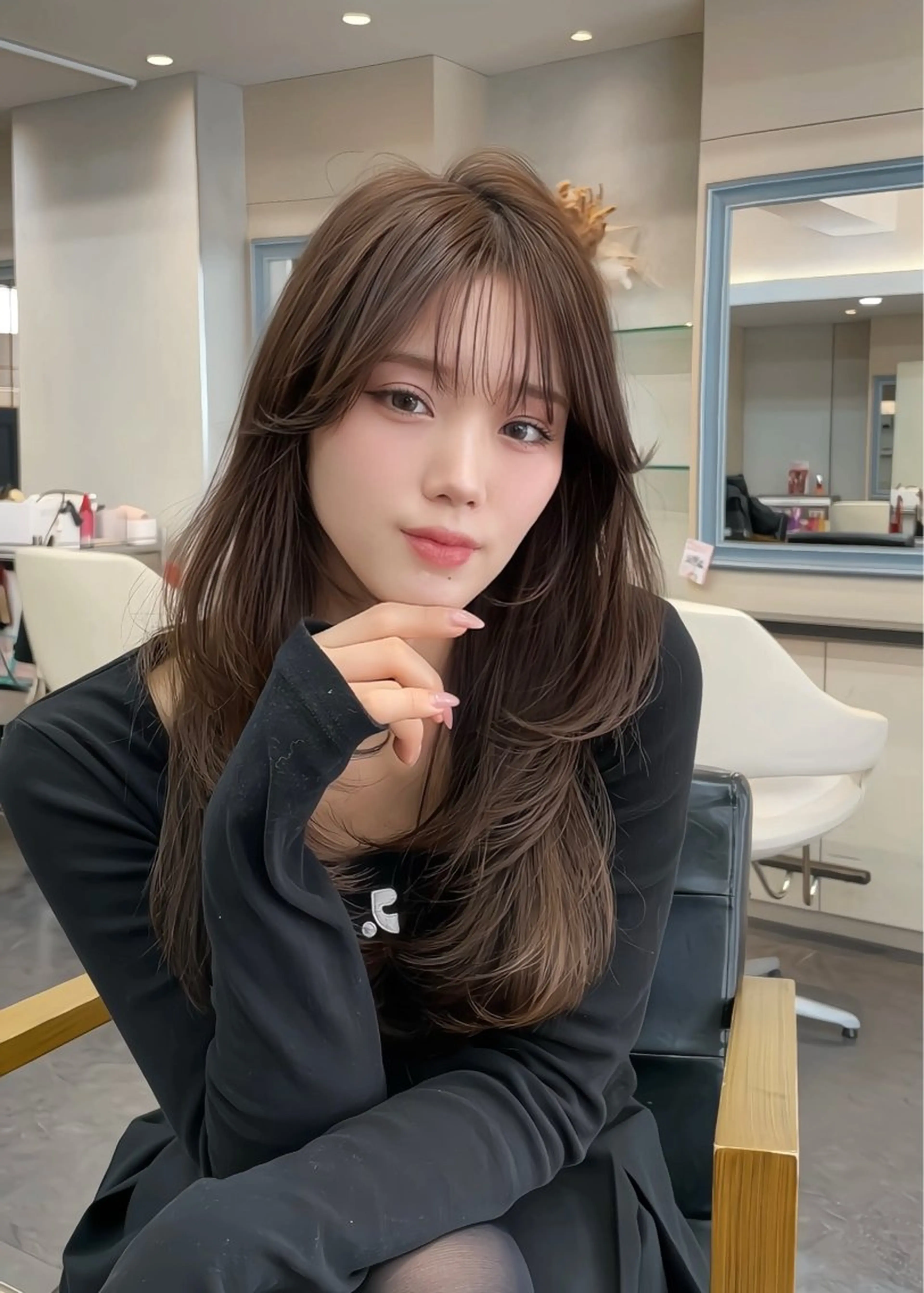 ロング カット ヘアカラー トリートメント 韓国ヘア🤍🇰🇷 🫶🏻吉満のヘアスタイル