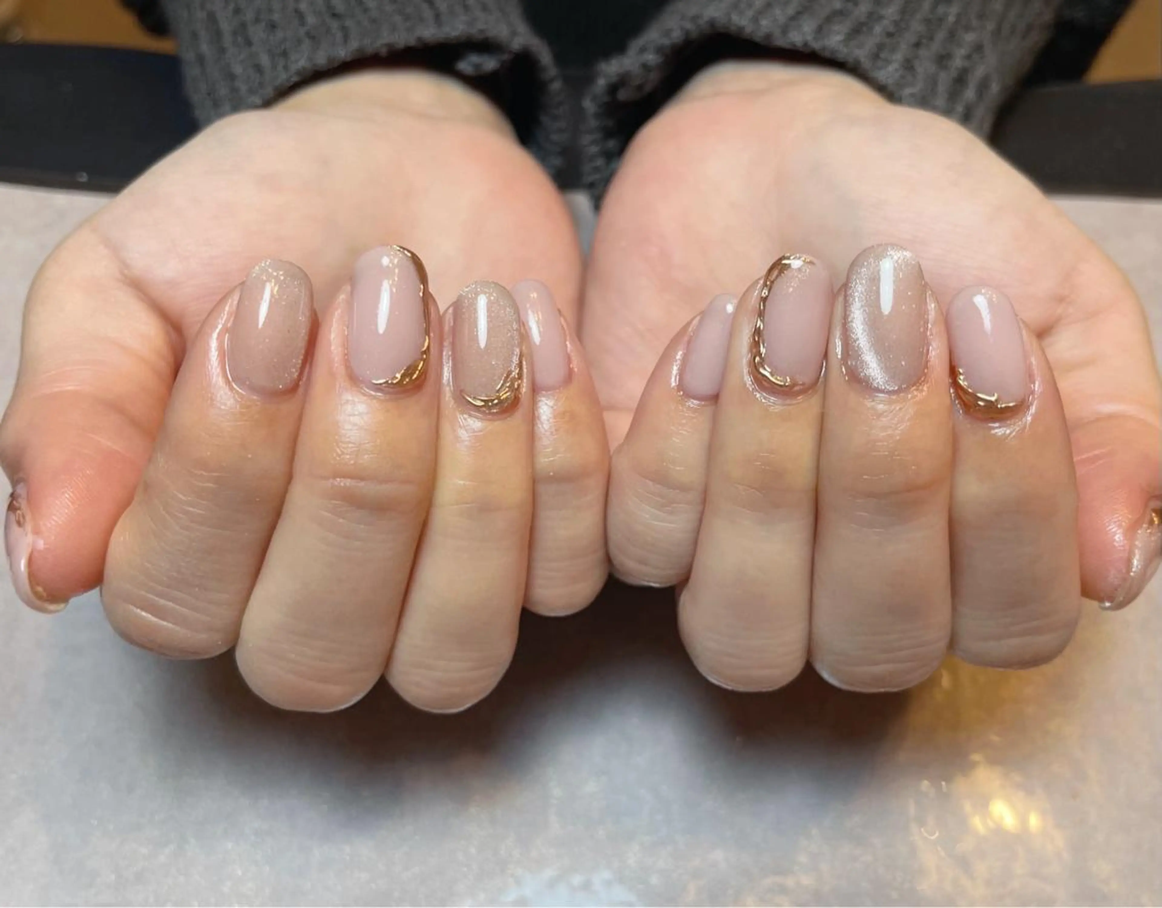 ネイル ジェルネイル マグネットネイル ミラーネイル パラジェル 春ネイル BLANC.nail yuuのネイルデザイン