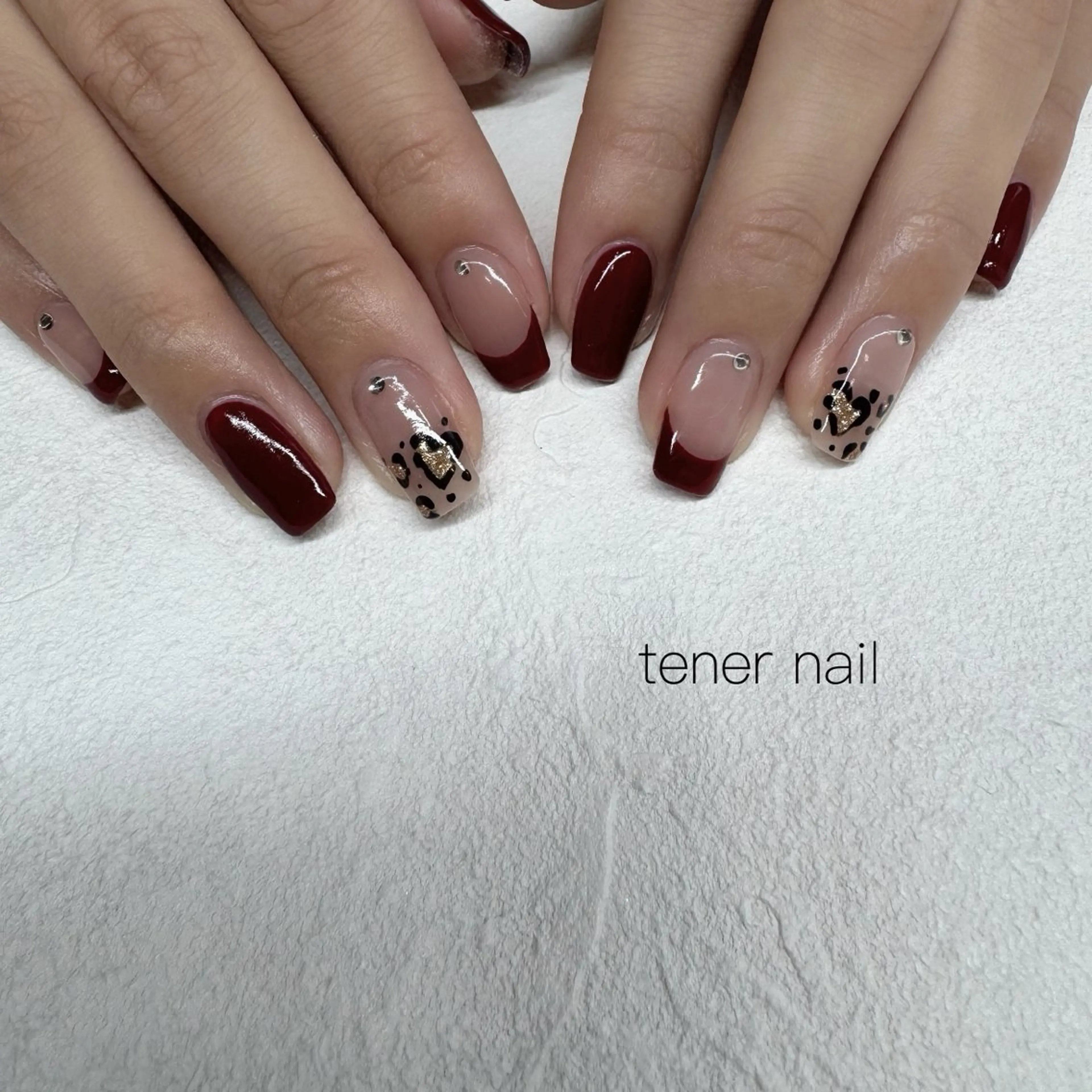 ネイル ボルドー ハート ハンドネイル テネルネイル tener nailのネイルデザイン