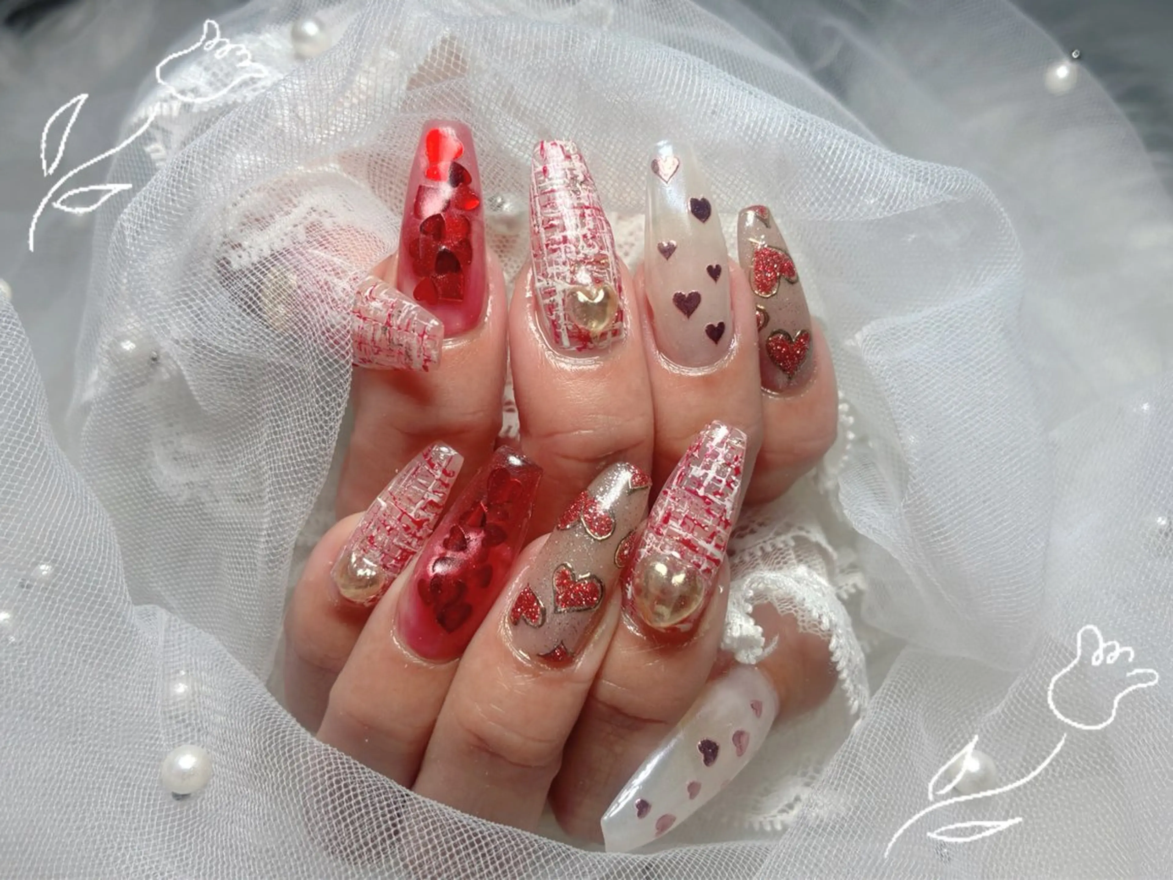 ネイル 長さ出し 持ち込み バレンタイン ママ ごとのネイルデザイン